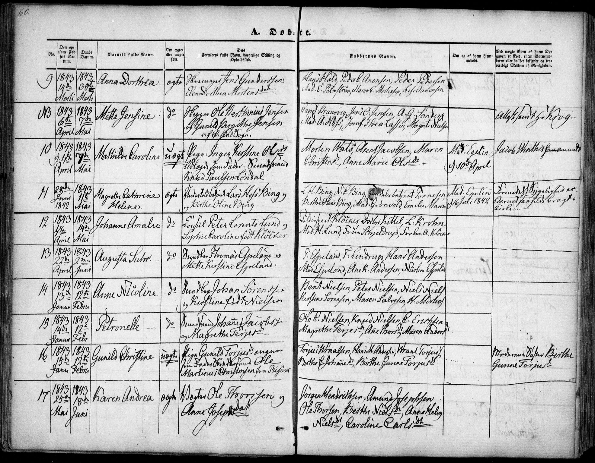Arendal sokneprestkontor, Trefoldighet, SAK/1111-0040/F/Fa/L0005: Parish register (official) no. A 5, 1838-1854, p. 60