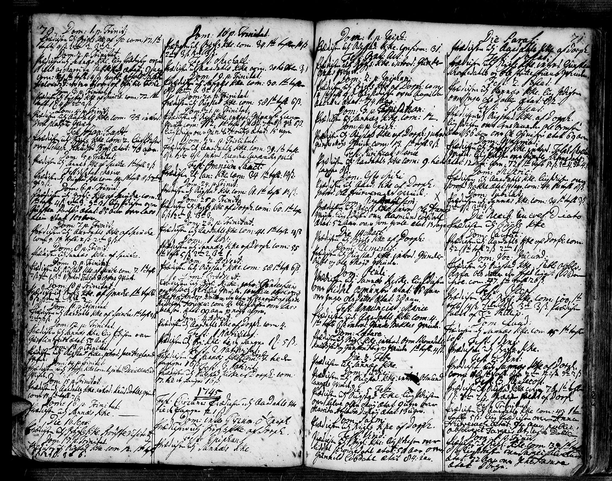 Bygland sokneprestkontor, SAK/1111-0006/F/Fa/Fab/L0001: Parish register (official) no. A 1, 1725-1766, p. 70-71