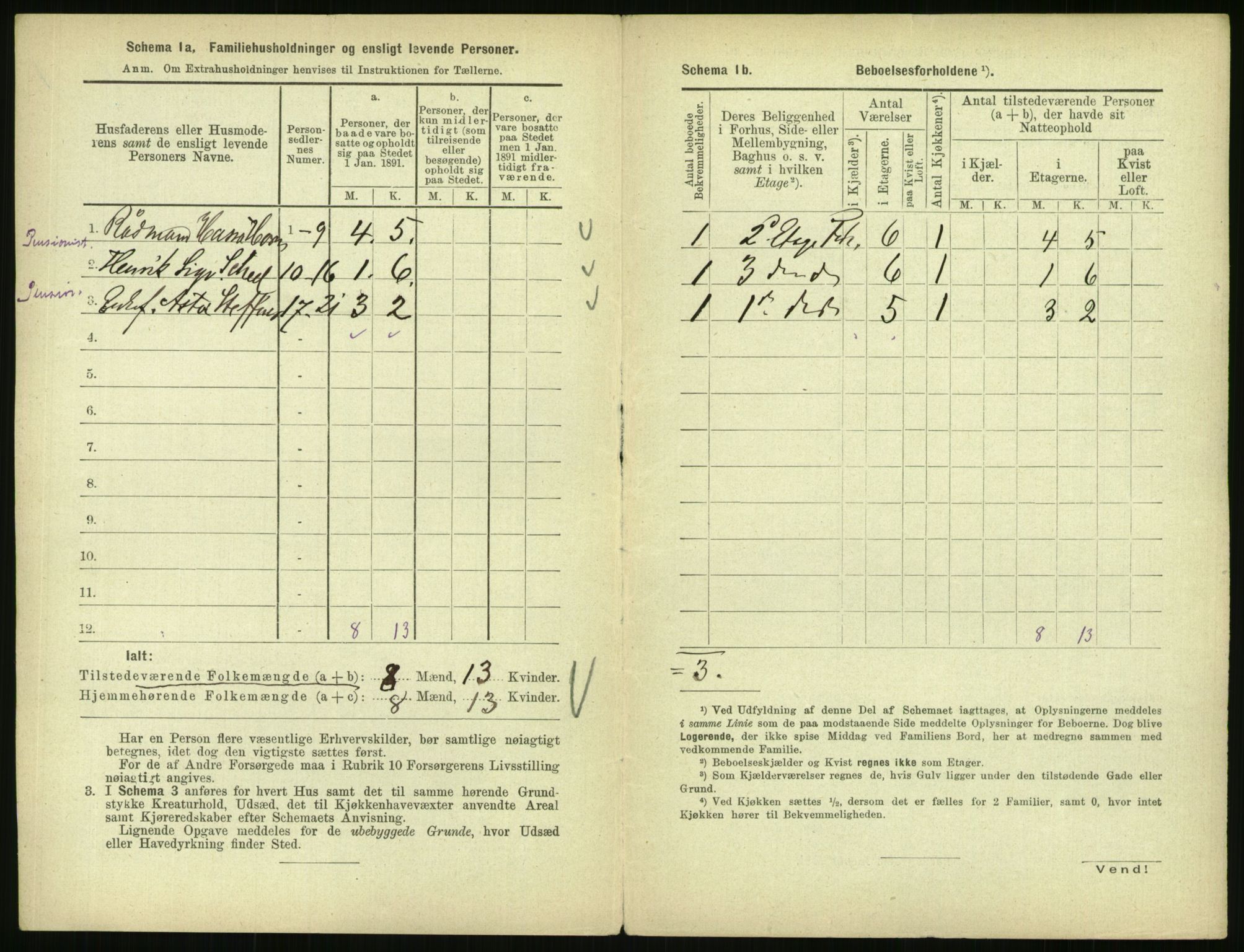 RA, 1891 census for 0301 Kristiania, 1891, p. 46526