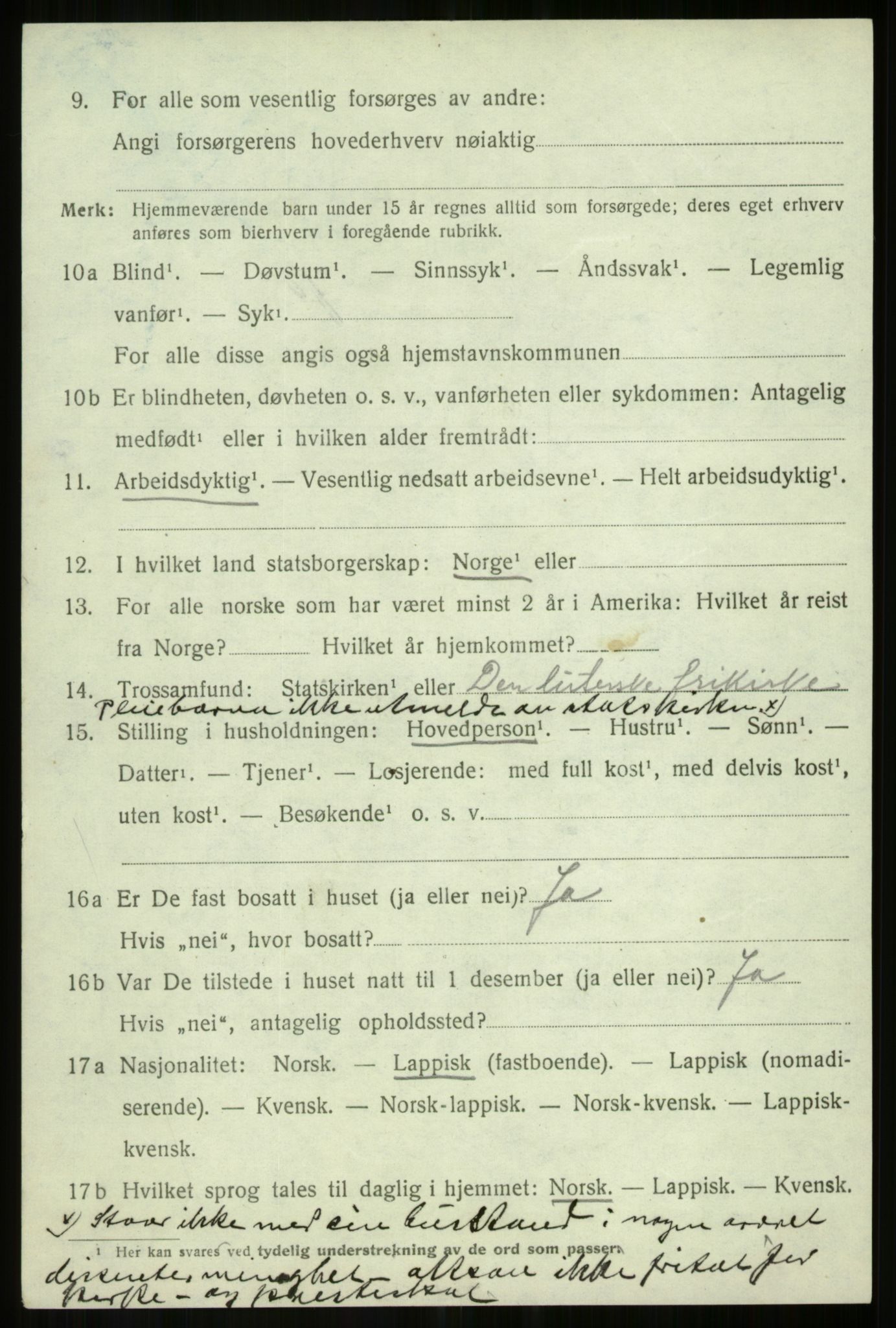 SATØ, 1920 census for Salangen, 1920, p. 4265