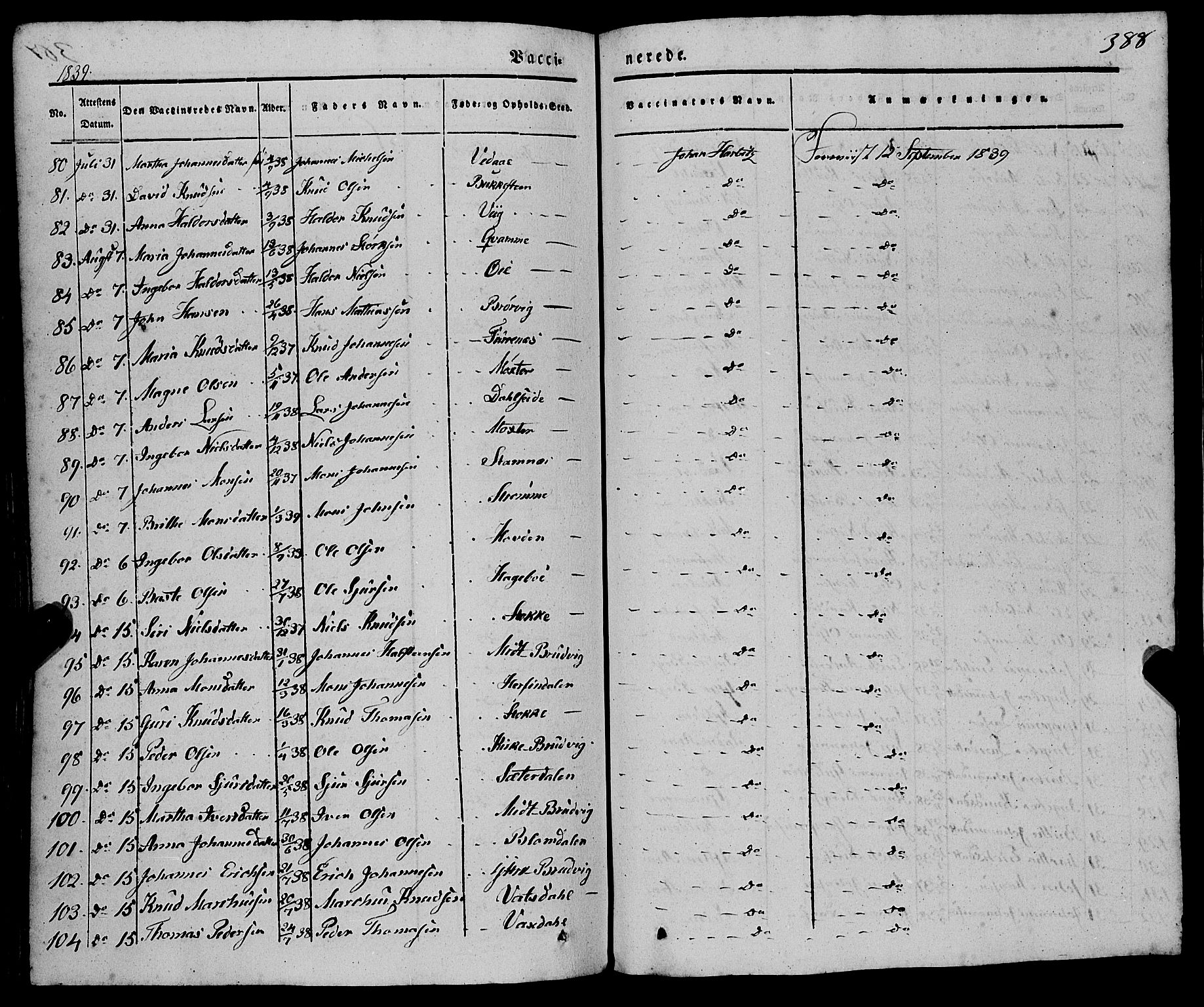 Haus sokneprestembete, AV/SAB-A-75601/H/Haa: Parish register (official) no. A 15, 1838-1847, p. 388