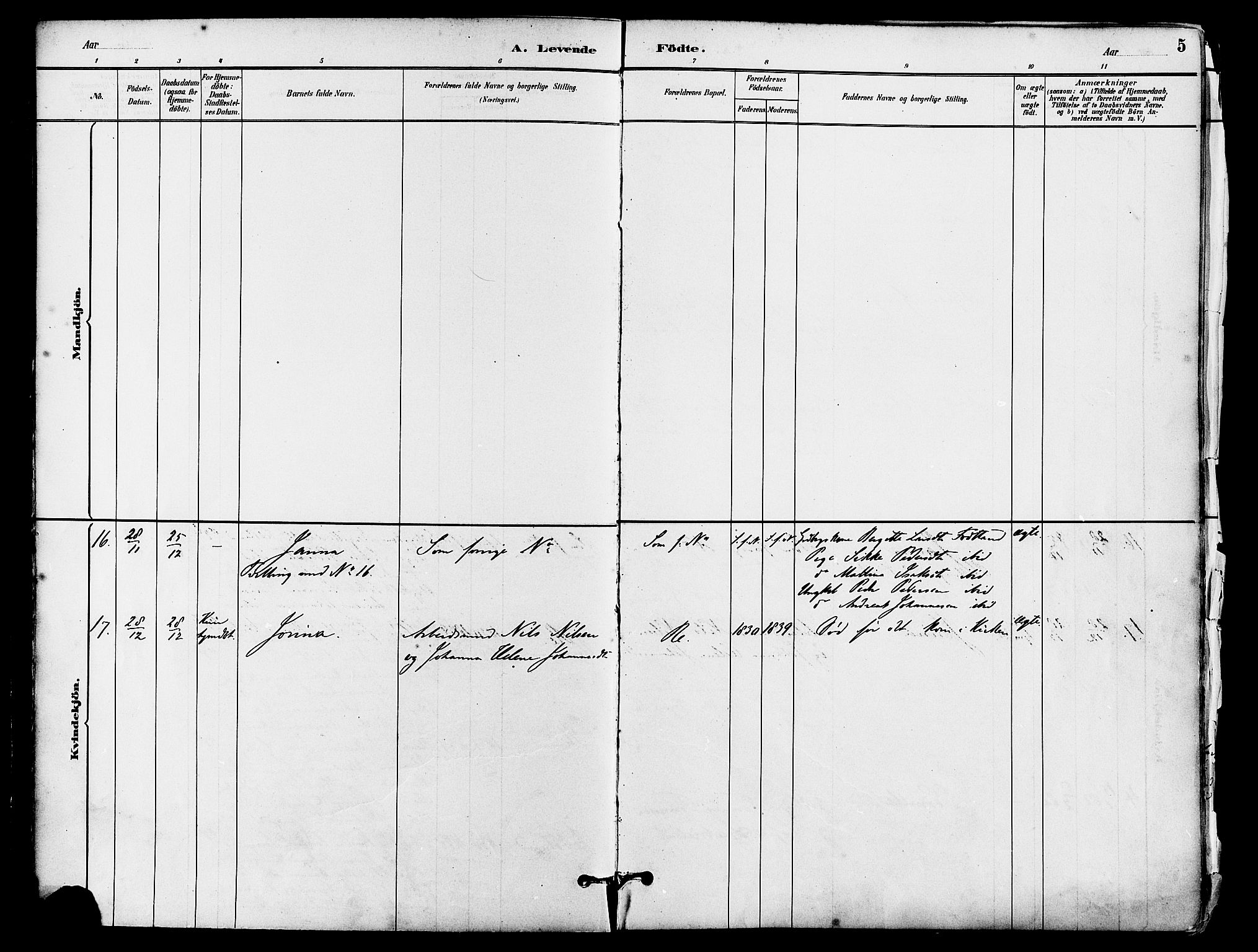 Lye sokneprestkontor, AV/SAST-A-101794/001/30BA/L0009: Parish register (official) no. A 8, 1881-1892, p. 5