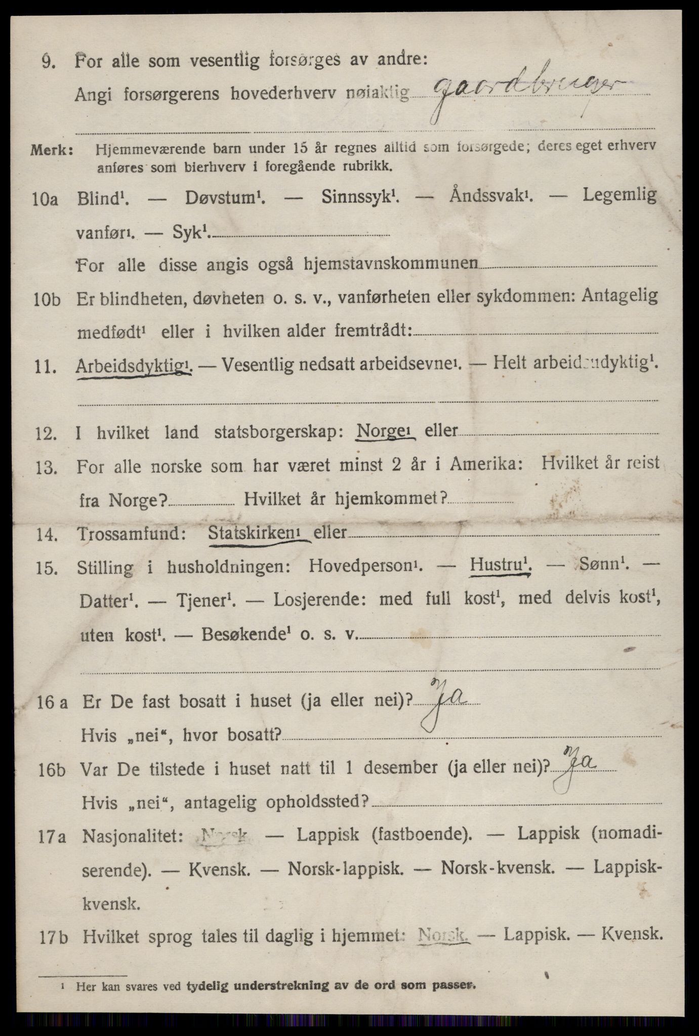 SAT, 1920 census for Ørland, 1920, p. 6604