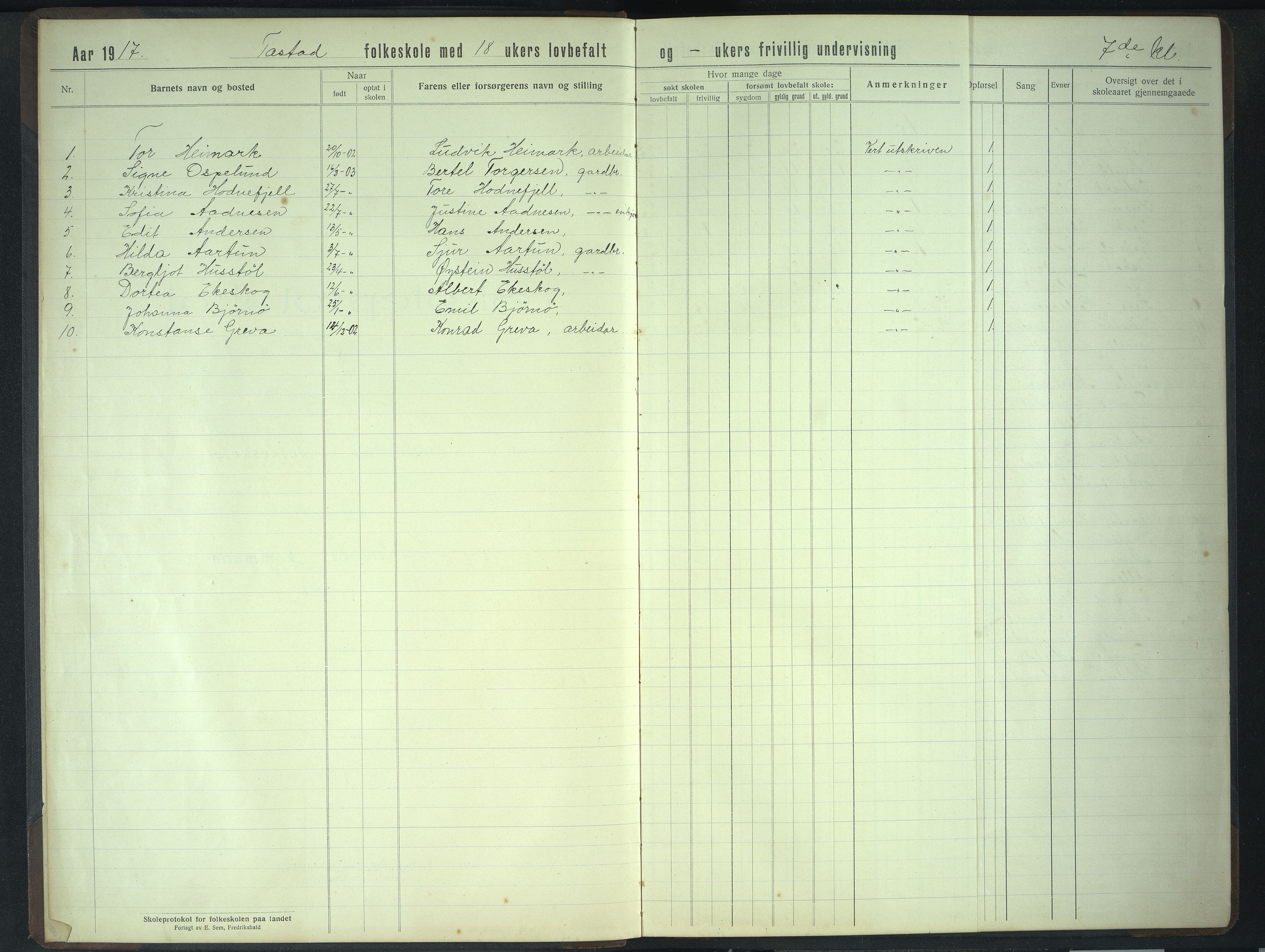 Hetland kommune. Tasta skole, BYST/A-0146/G/Gb/L0006: Skoleprotokoll, 1917-1944