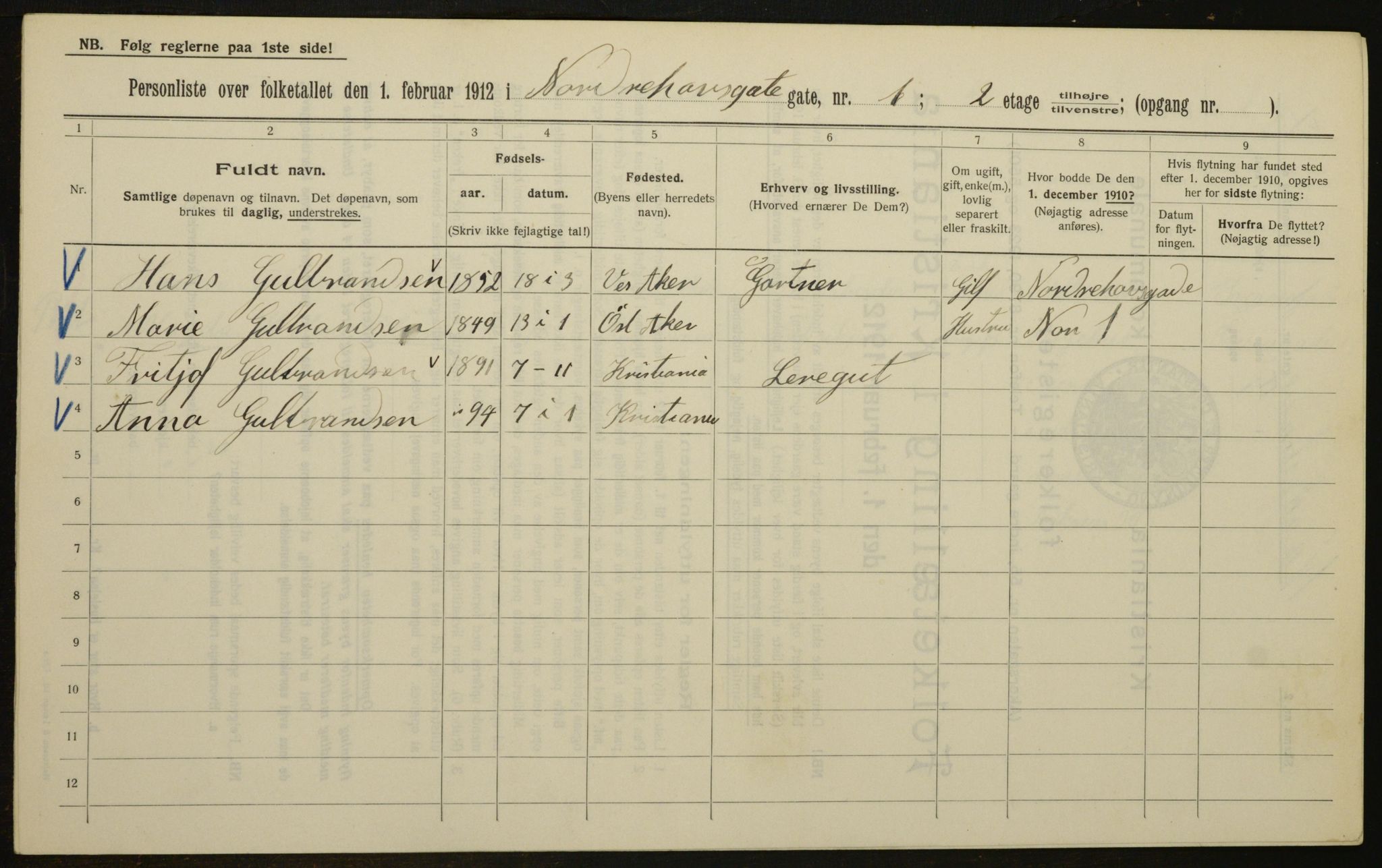 OBA, Municipal Census 1912 for Kristiania, 1912, p. 73076