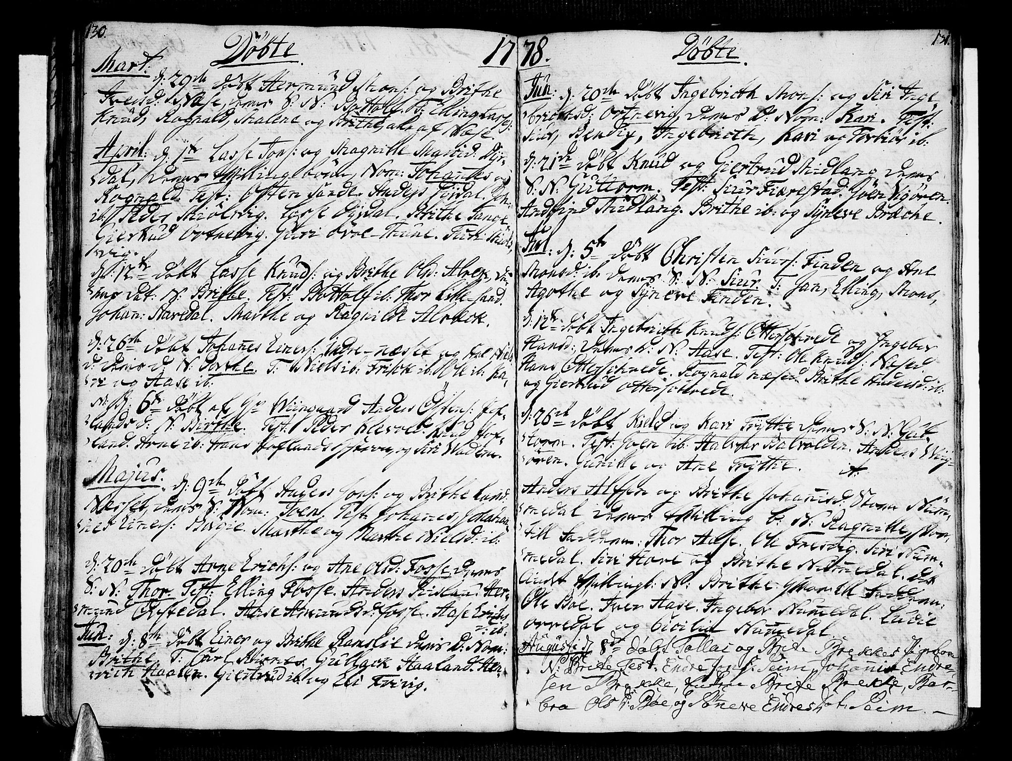Vik sokneprestembete, SAB/A-81501: Parish register (official) no. A 4, 1772-1783, p. 130-131