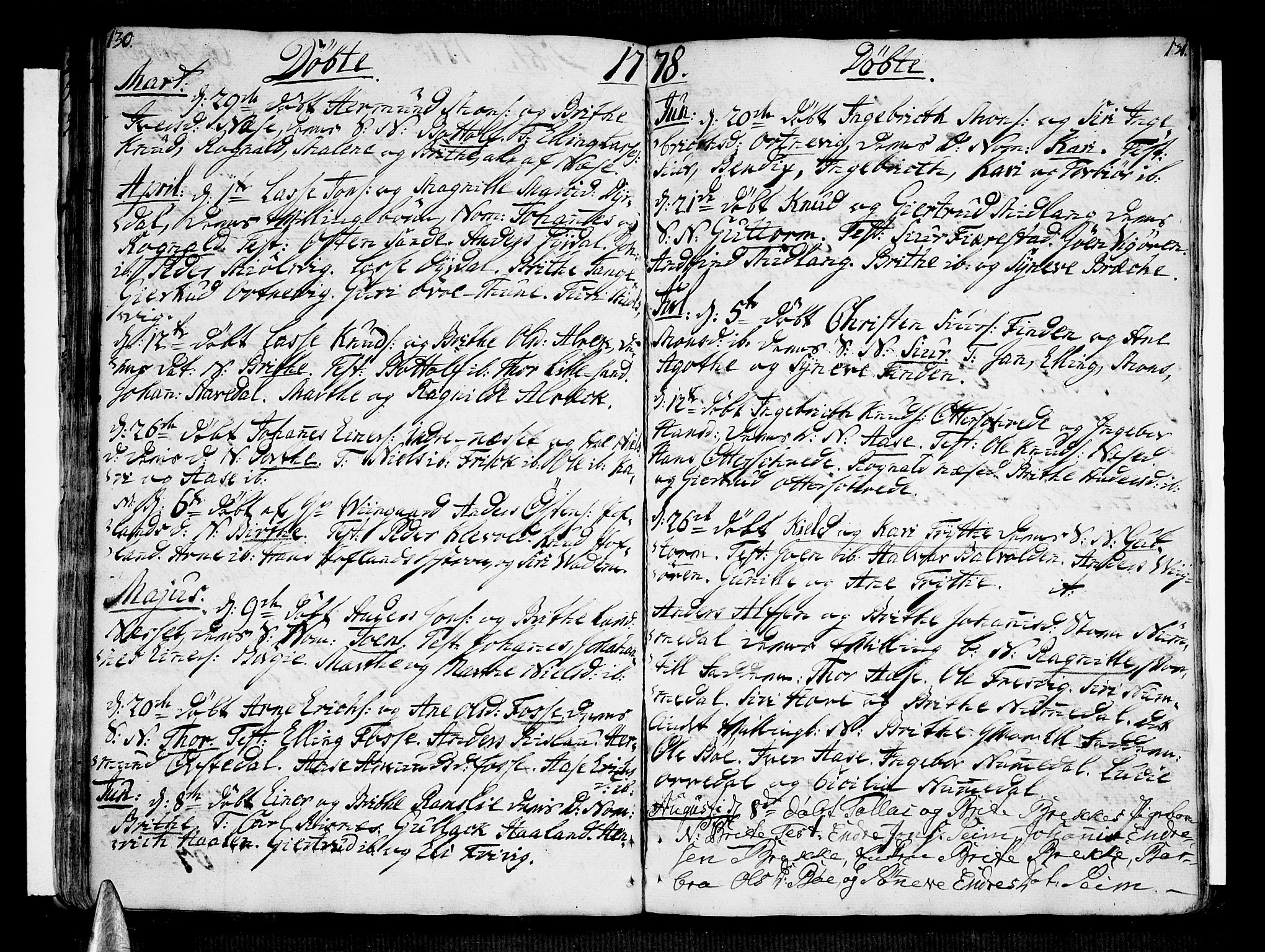 Vik sokneprestembete, AV/SAB-A-81501/H/Haa/Haaa/L0004: Parish register (official) no. A 4, 1772-1783, p. 130-131