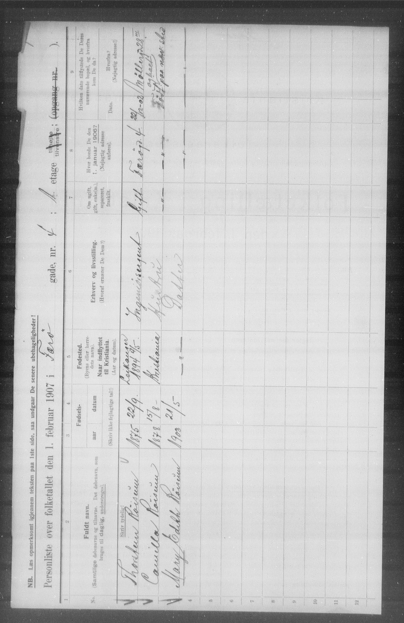 OBA, Municipal Census 1907 for Kristiania, 1907, p. 14475