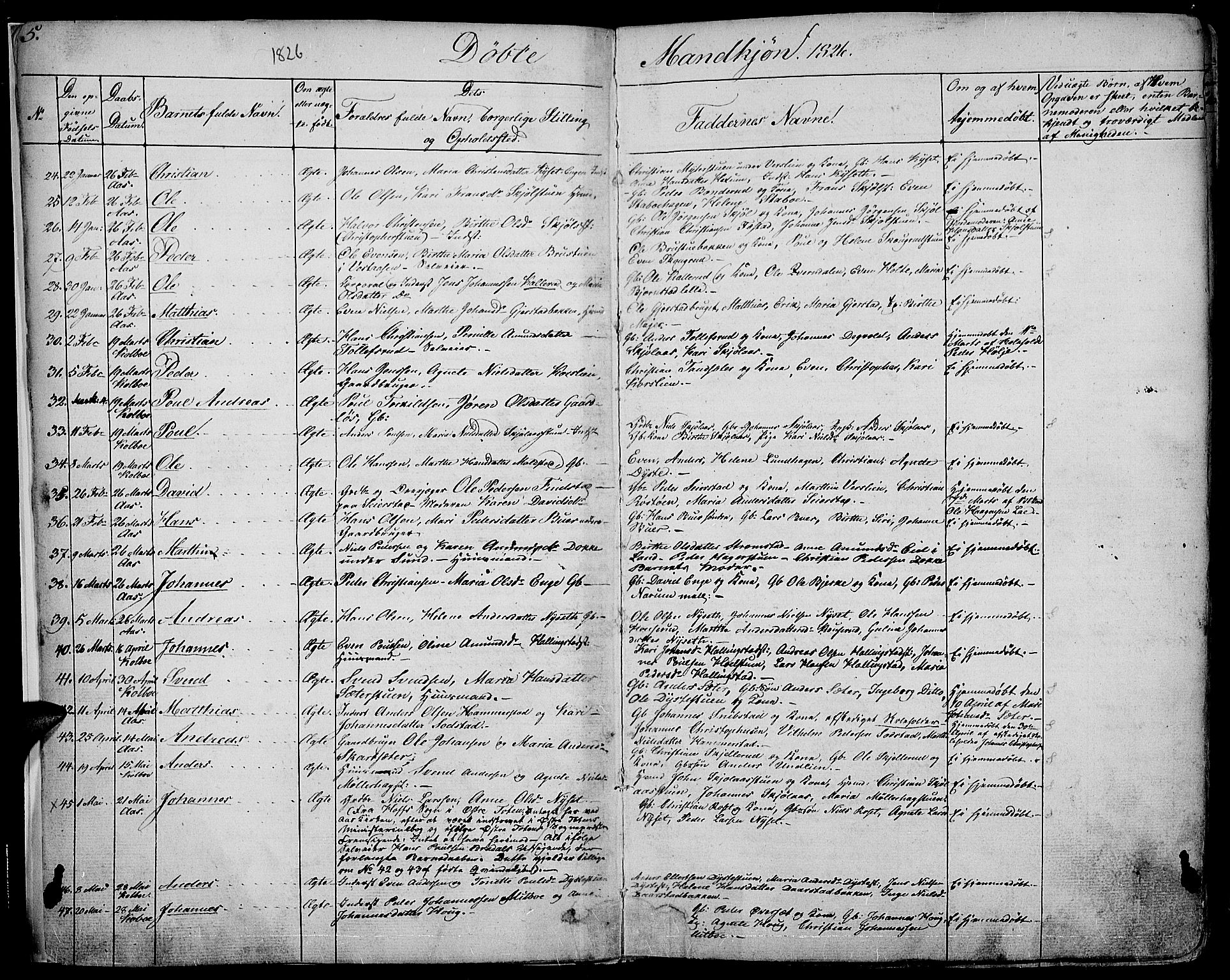 Vestre Toten prestekontor, SAH/PREST-108/H/Ha/Haa/L0002: Parish register (official) no. 2, 1825-1837, p. 5