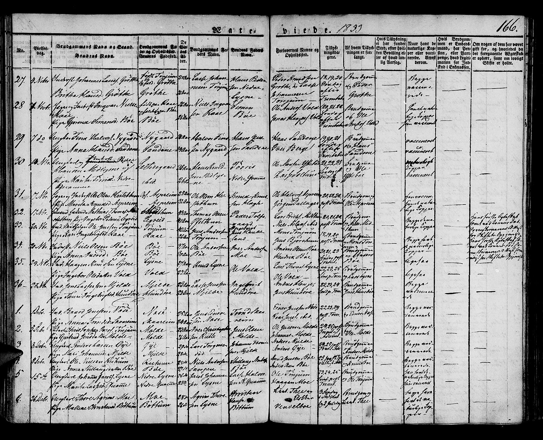 Lærdal sokneprestembete, SAB/A-81201: Parish register (official) no. A 5, 1822-1834, p. 166