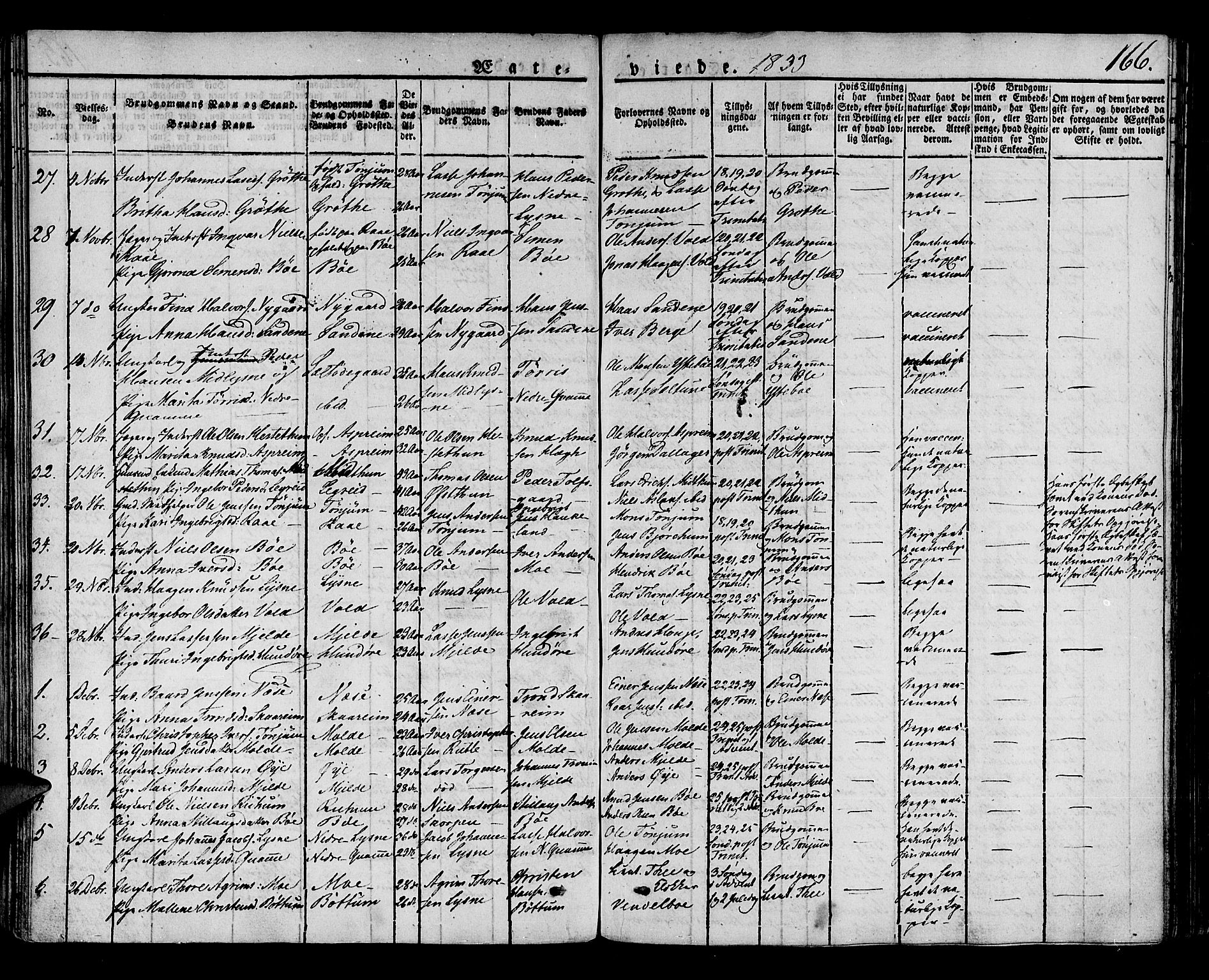 Lærdal sokneprestembete, AV/SAB-A-81201: Parish register (official) no. A 5, 1822-1834, p. 166