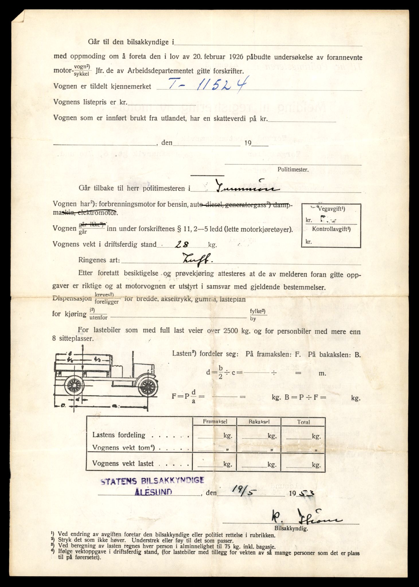 Møre og Romsdal vegkontor - Ålesund trafikkstasjon, SAT/A-4099/F/Fe/L0029: Registreringskort for kjøretøy T 11430 - T 11619, 1927-1998, p. 1703