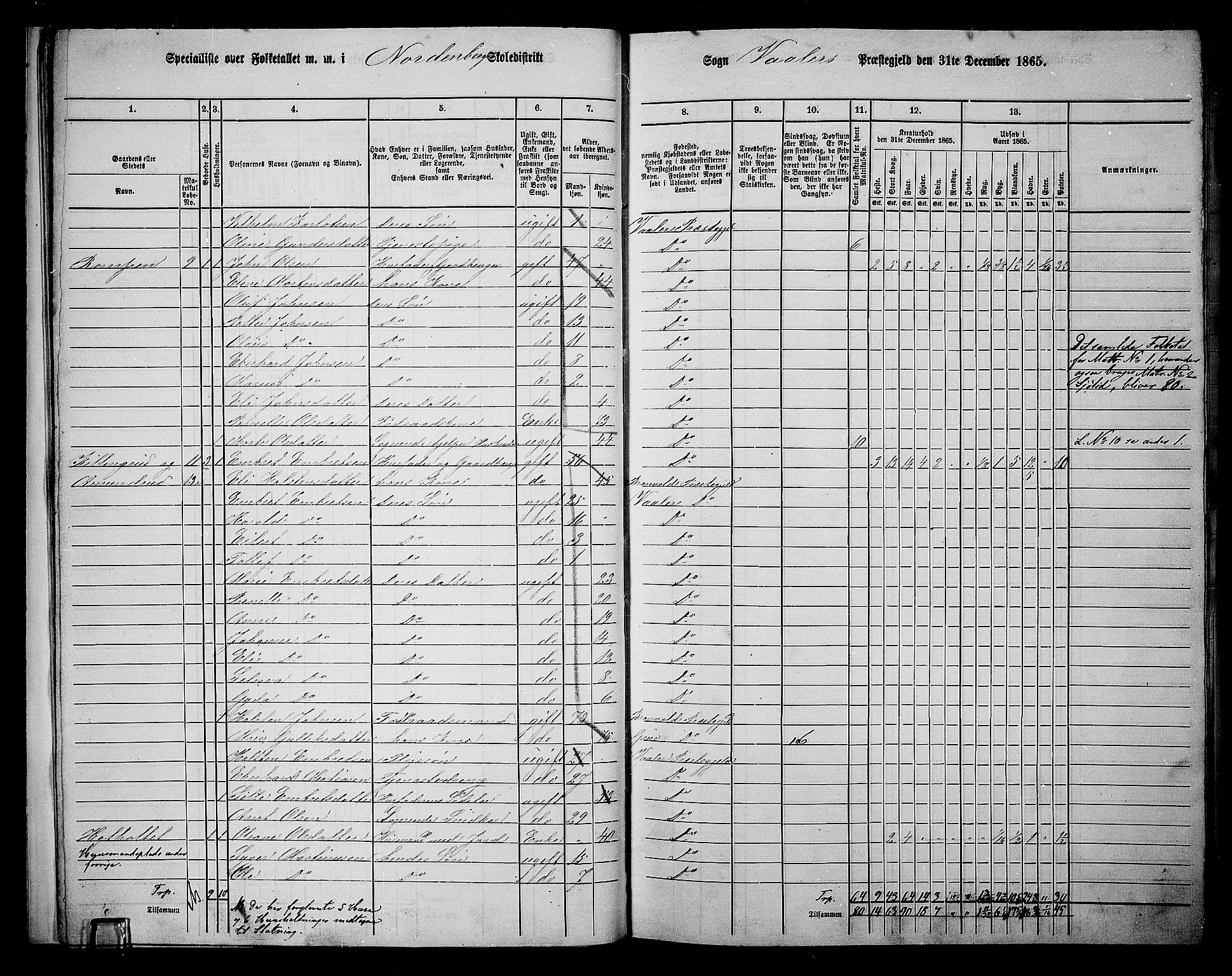 RA, 1865 census for Våler, 1865, p. 14