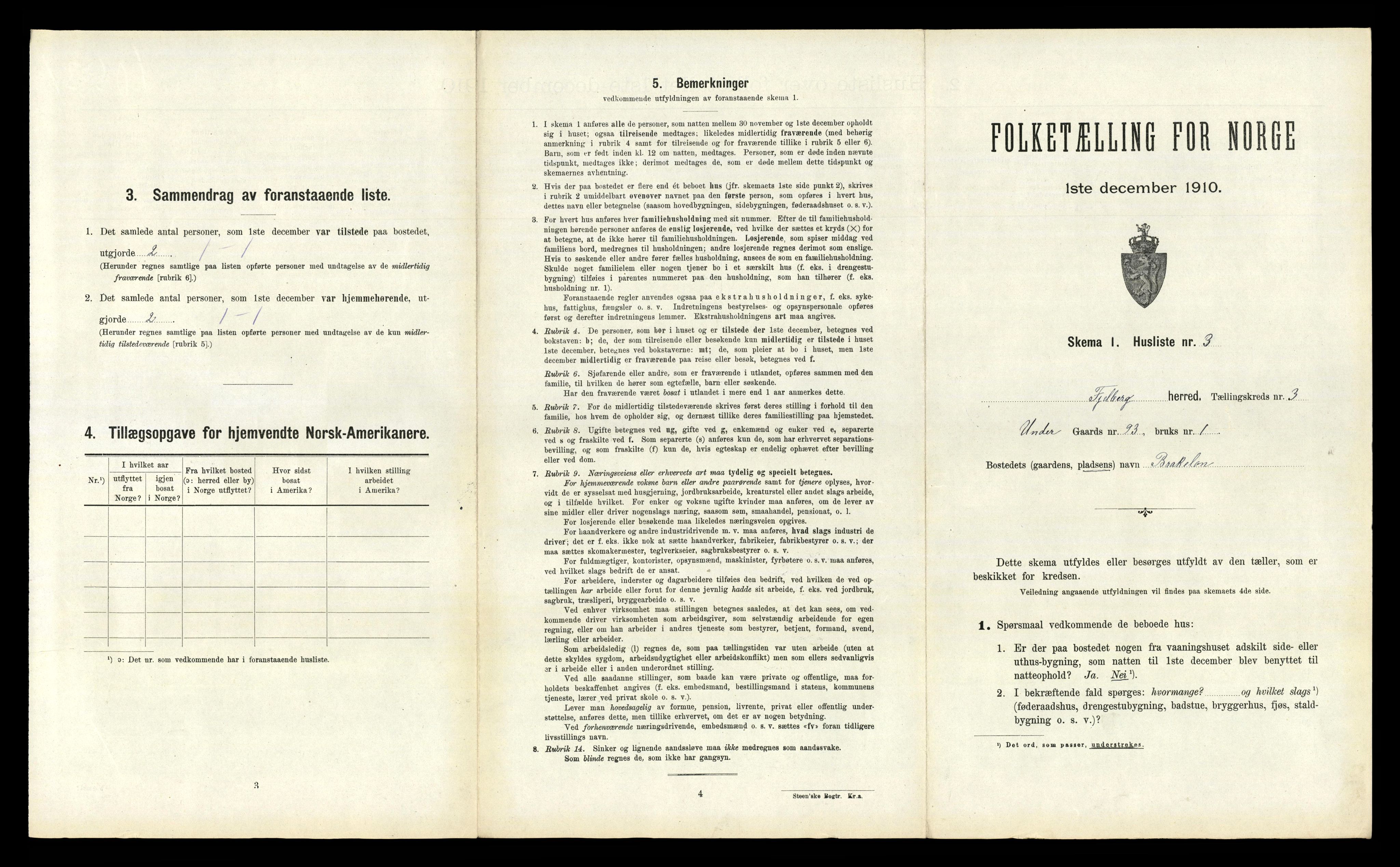 RA, 1910 census for Fjelberg, 1910, p. 327