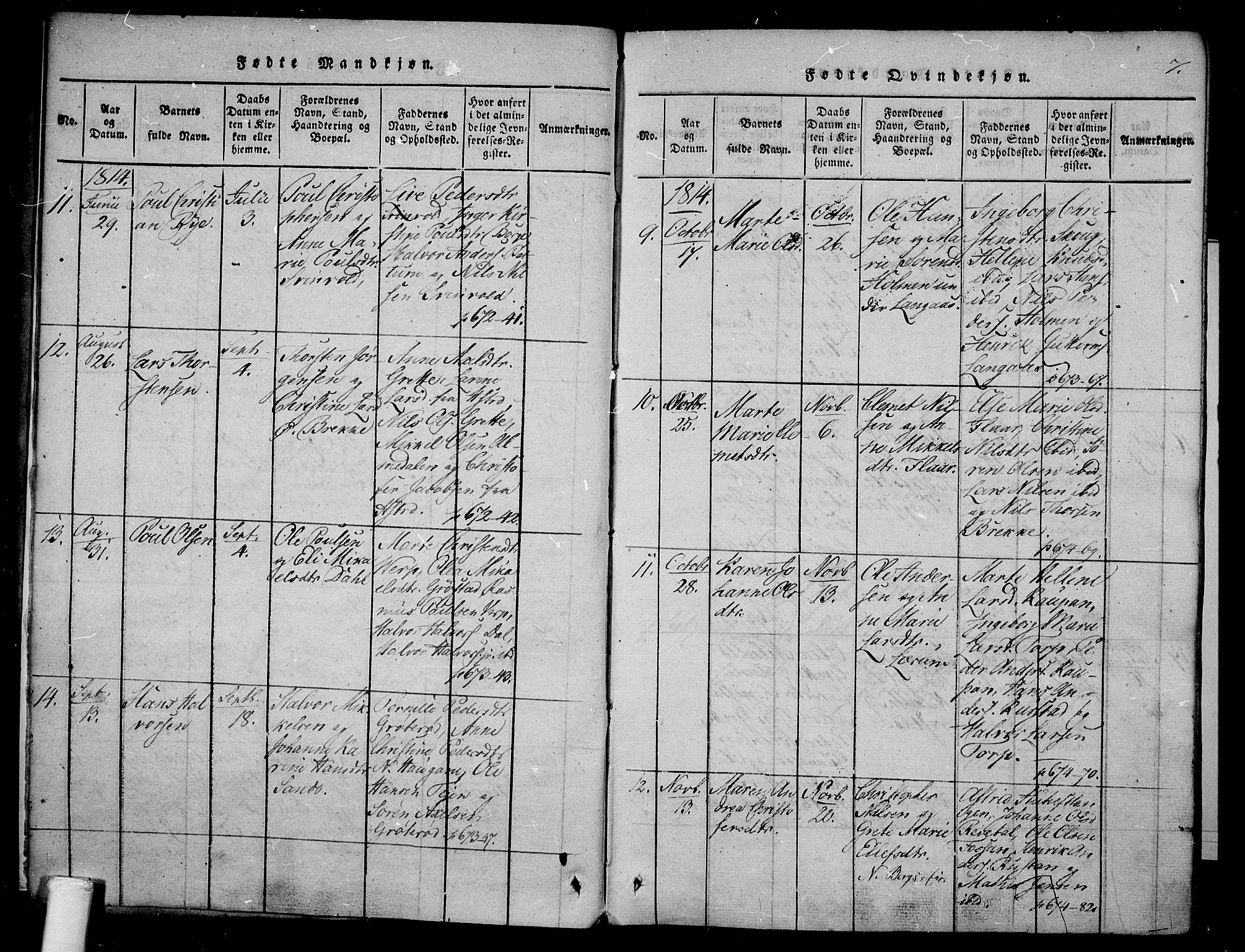 Våle kirkebøker, AV/SAKO-A-334/F/Fa/L0007: Parish register (official) no. I 7, 1814-1824, p. 6-7