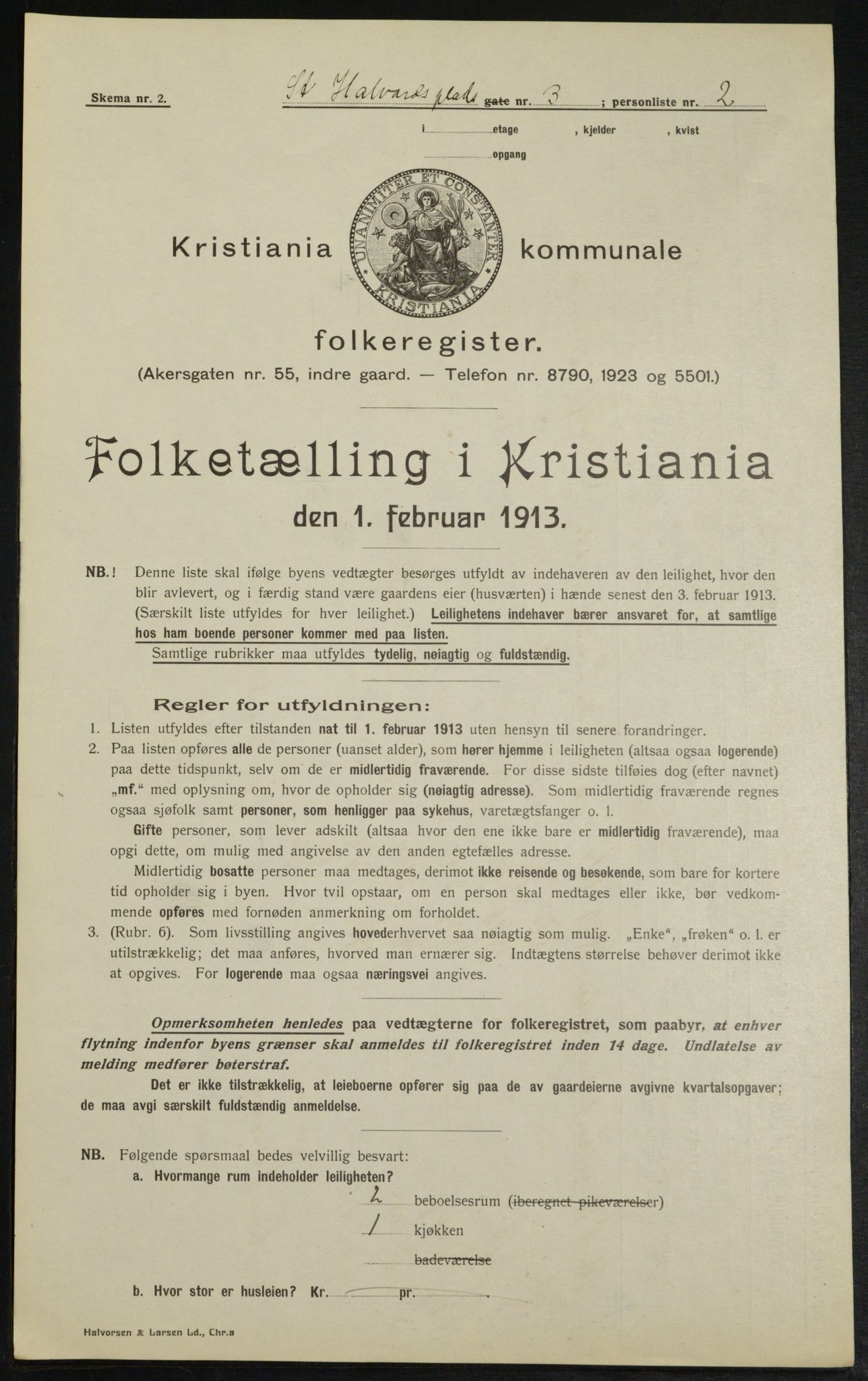 OBA, Municipal Census 1913 for Kristiania, 1913, p. 87947