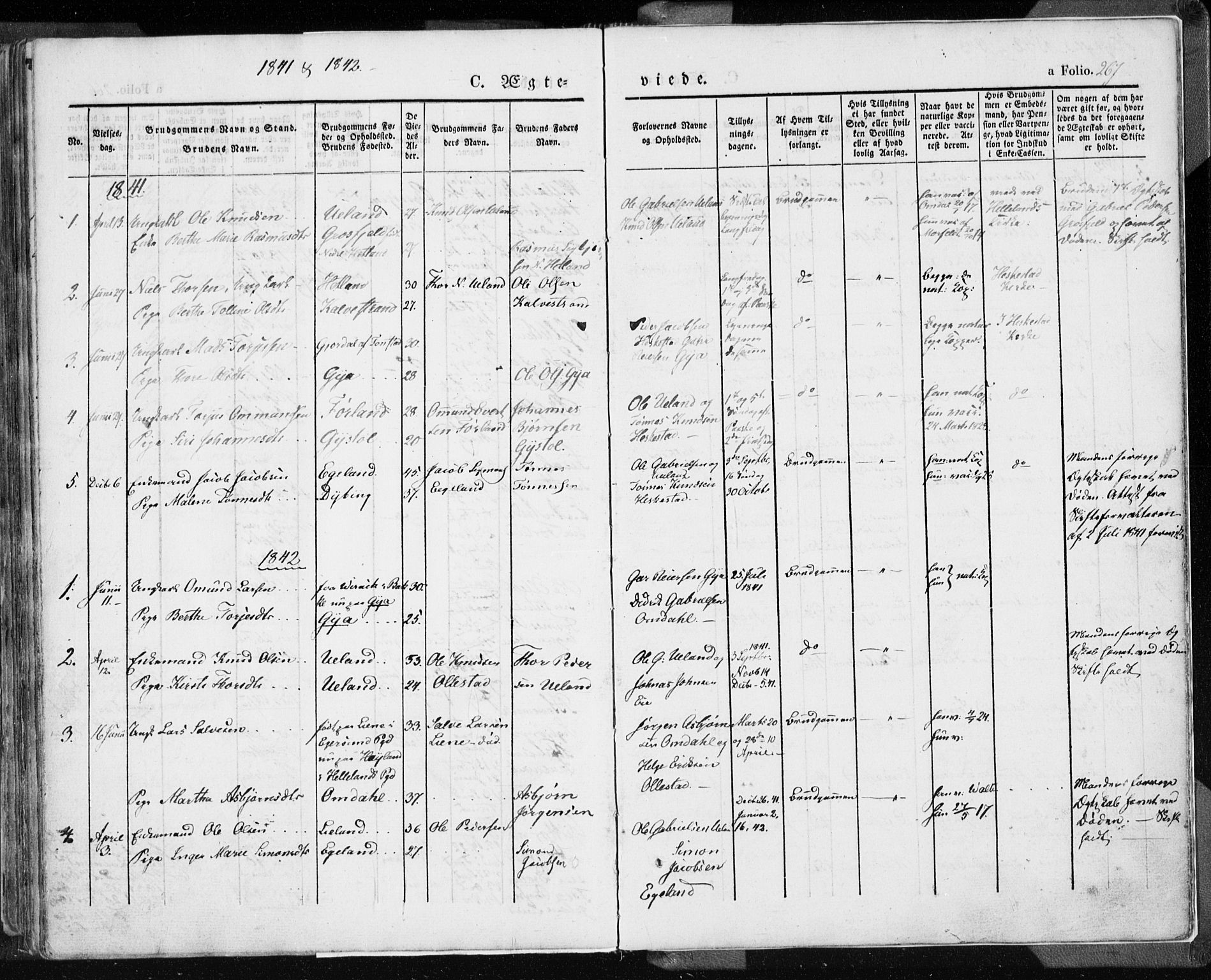 Lund sokneprestkontor, AV/SAST-A-101809/S06/L0007: Parish register (official) no. A 7.1, 1833-1854, p. 267