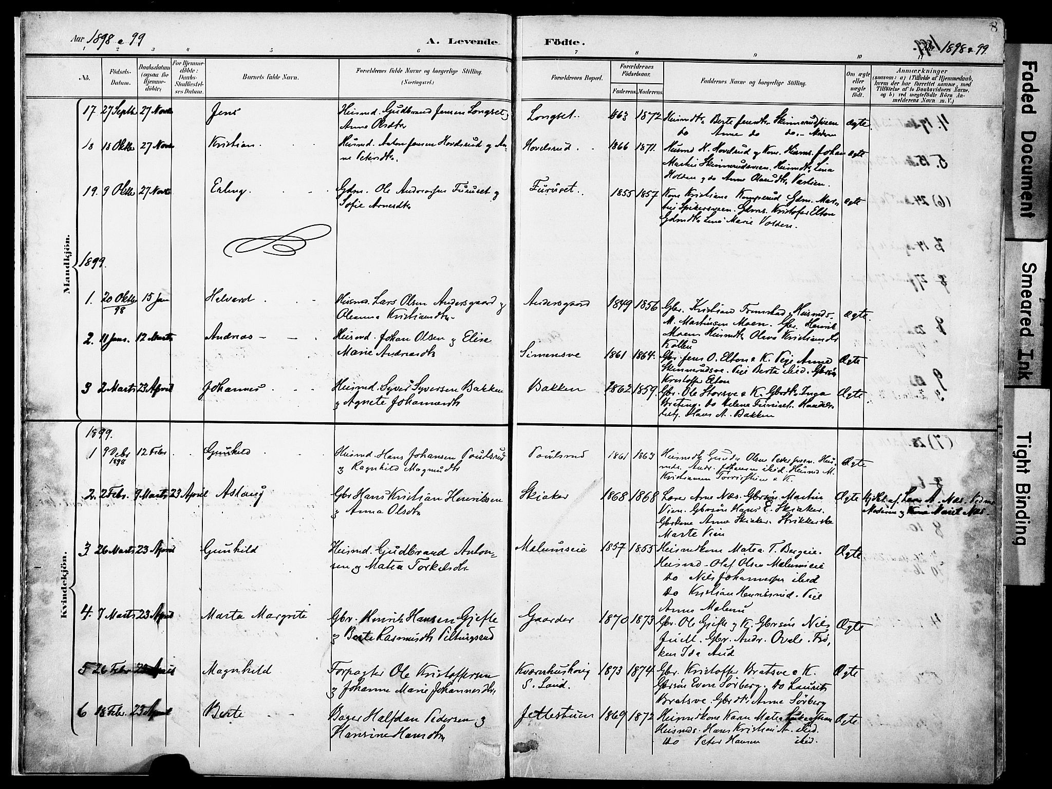 Nordre Land prestekontor, AV/SAH-PREST-124/H/Ha/Haa/L0006: Parish register (official) no. 6, 1897-1914, p. 8