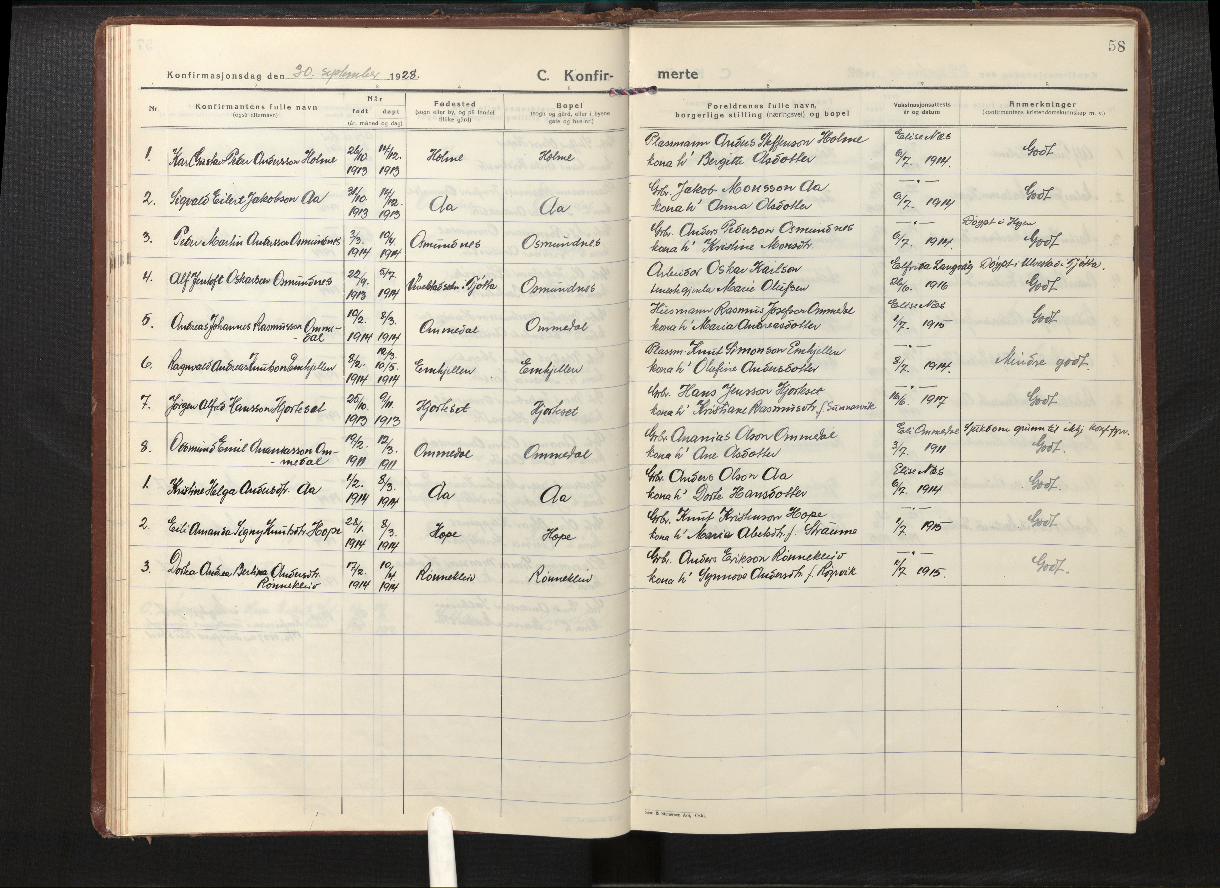 Gloppen sokneprestembete, AV/SAB-A-80101/H/Haa/Haae/L0003: Parish register (official) no. E 3, 1925-1951, p. 57b-58a