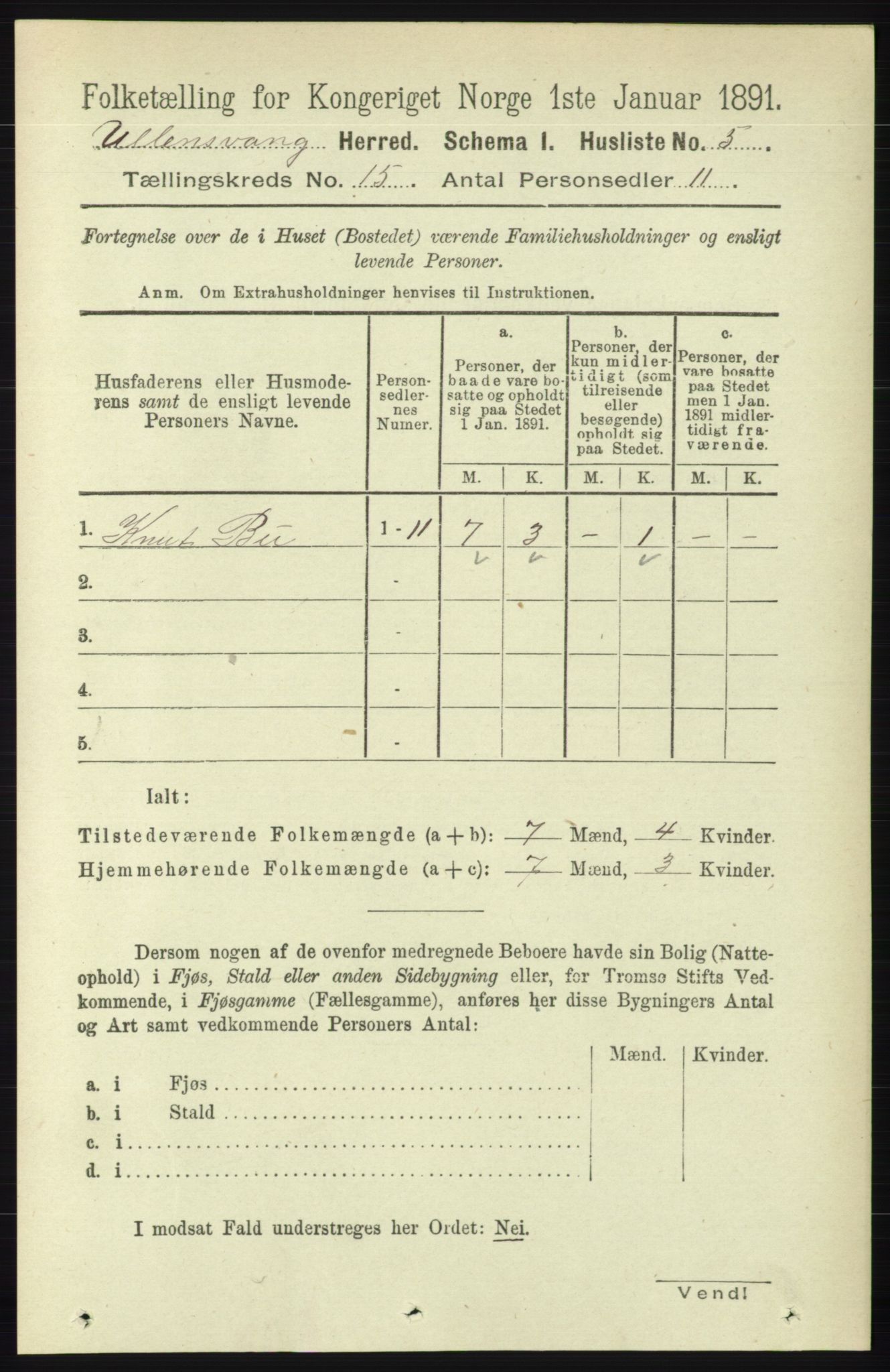 RA, 1891 census for 1230 Ullensvang, 1891, p. 5857