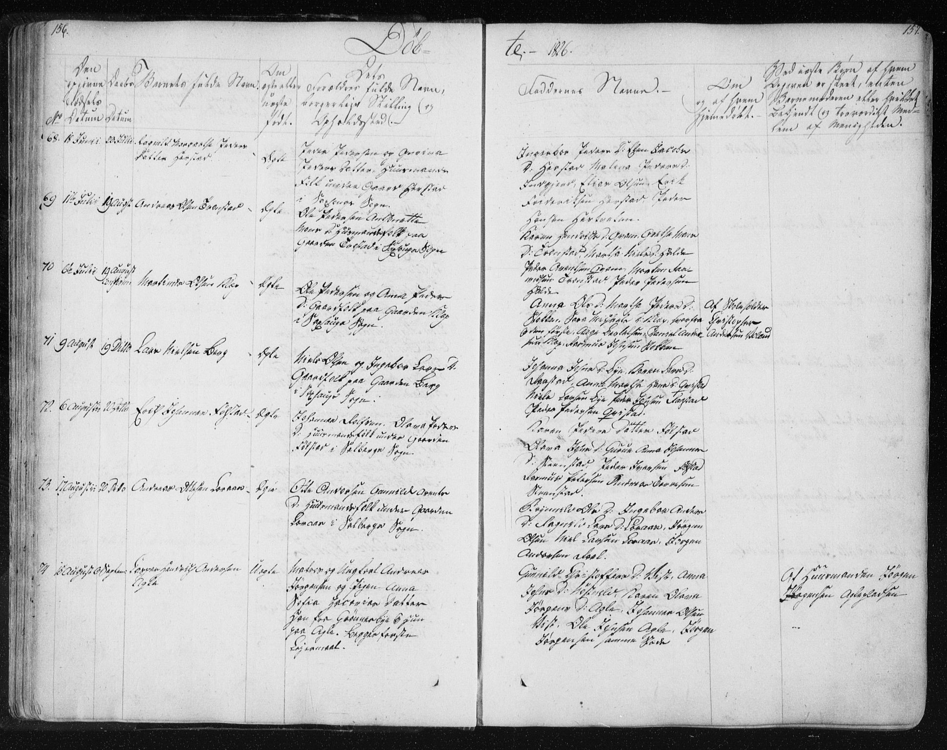 Ministerialprotokoller, klokkerbøker og fødselsregistre - Nord-Trøndelag, SAT/A-1458/730/L0276: Parish register (official) no. 730A05, 1822-1830, p. 156-157