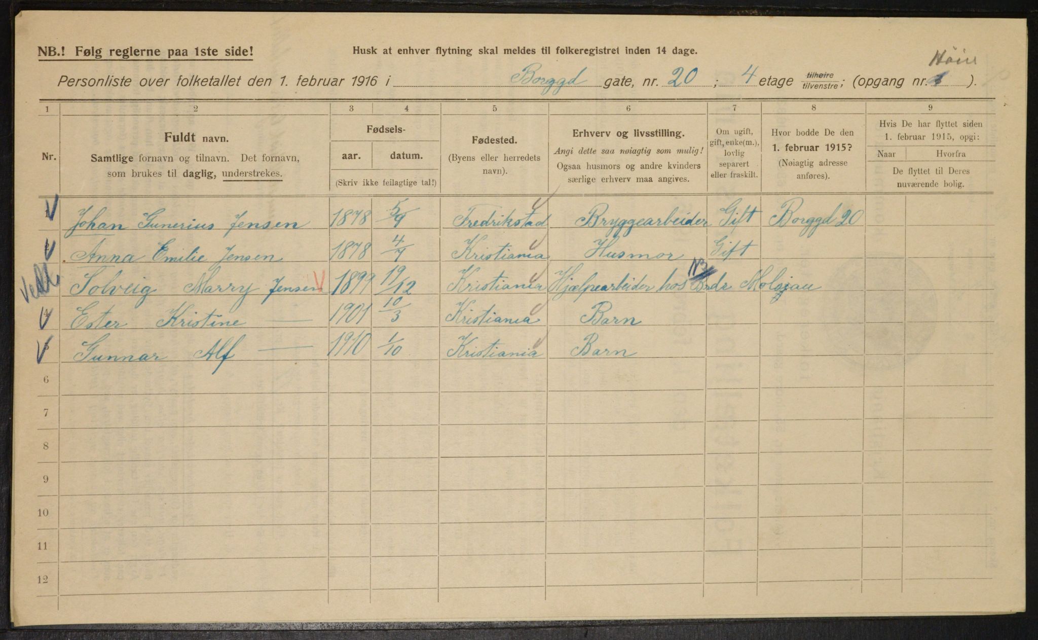 OBA, Municipal Census 1916 for Kristiania, 1916, p. 8114