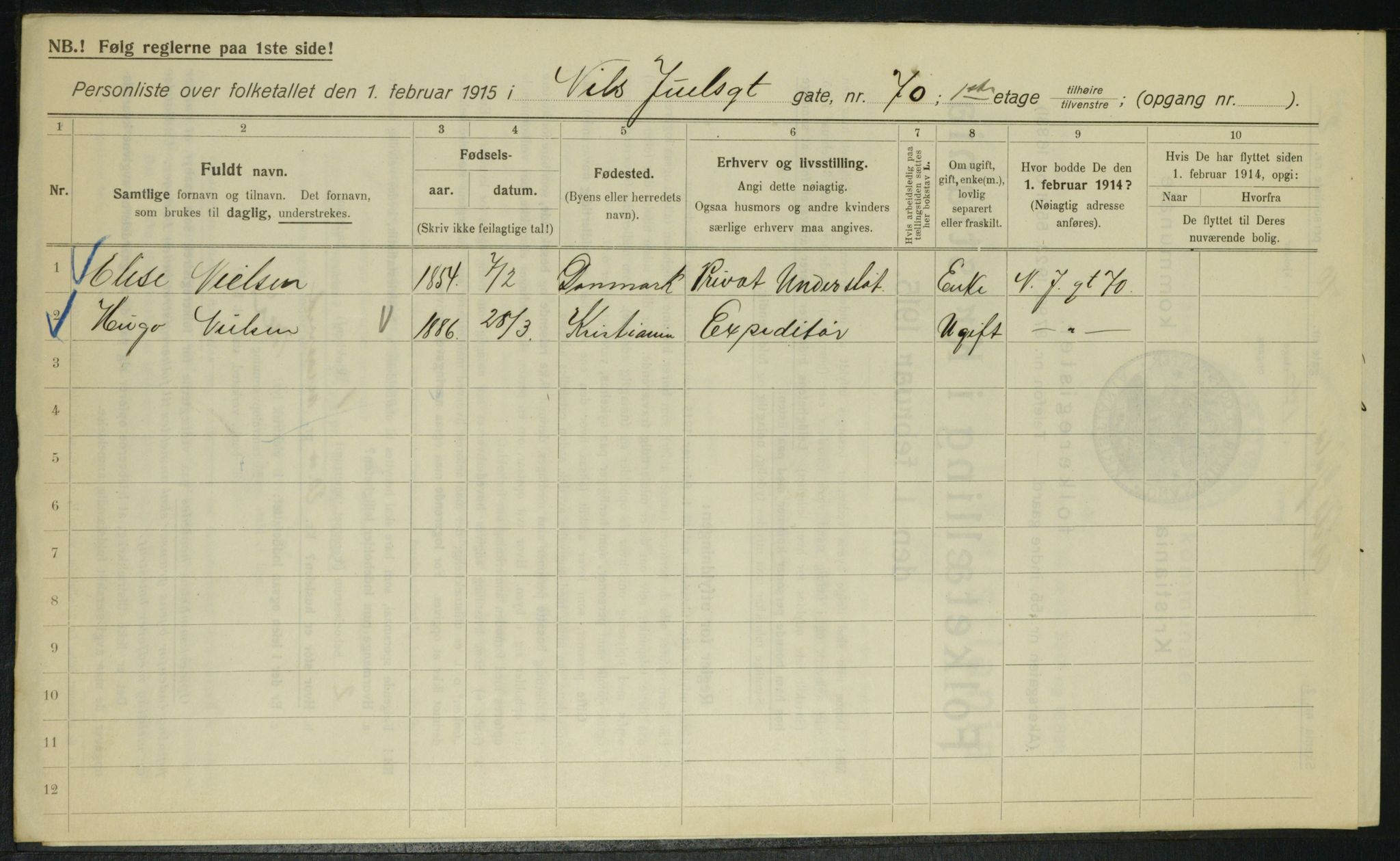 OBA, Municipal Census 1915 for Kristiania, 1915, p. 70372