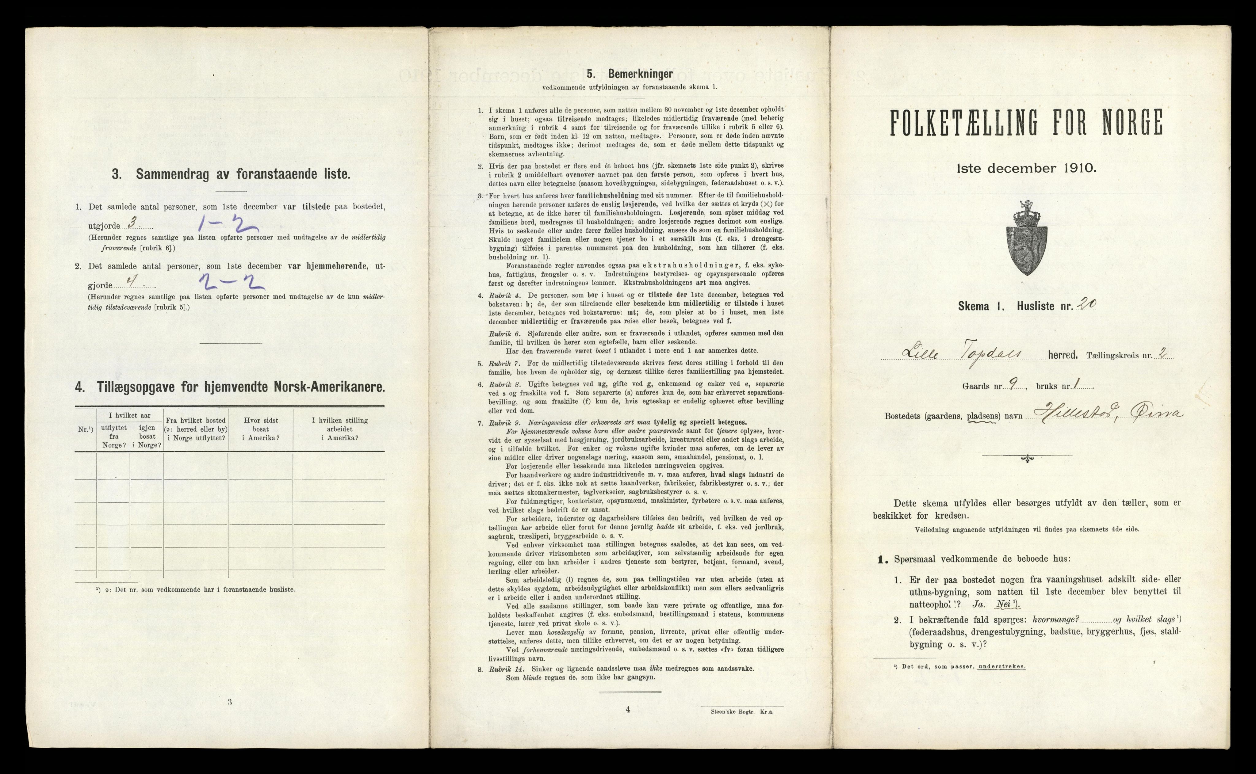 RA, 1910 census for Tovdal, 1910, p. 92