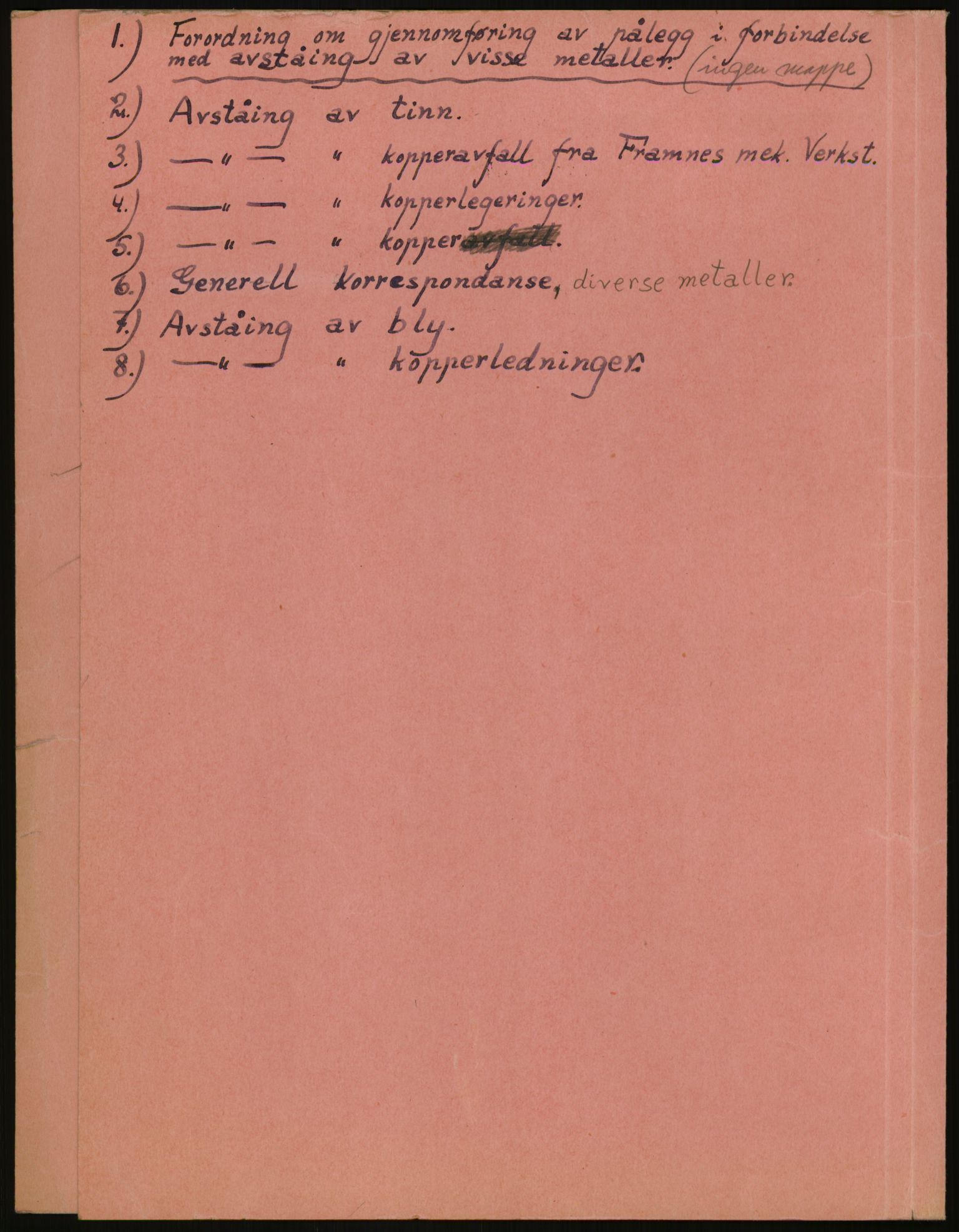 Direktoratet for industriforsyning, Sekretariatet, RA/S-4153/D/Df/L0054: 9. Metallkontoret, 1940-1945, p. 1885