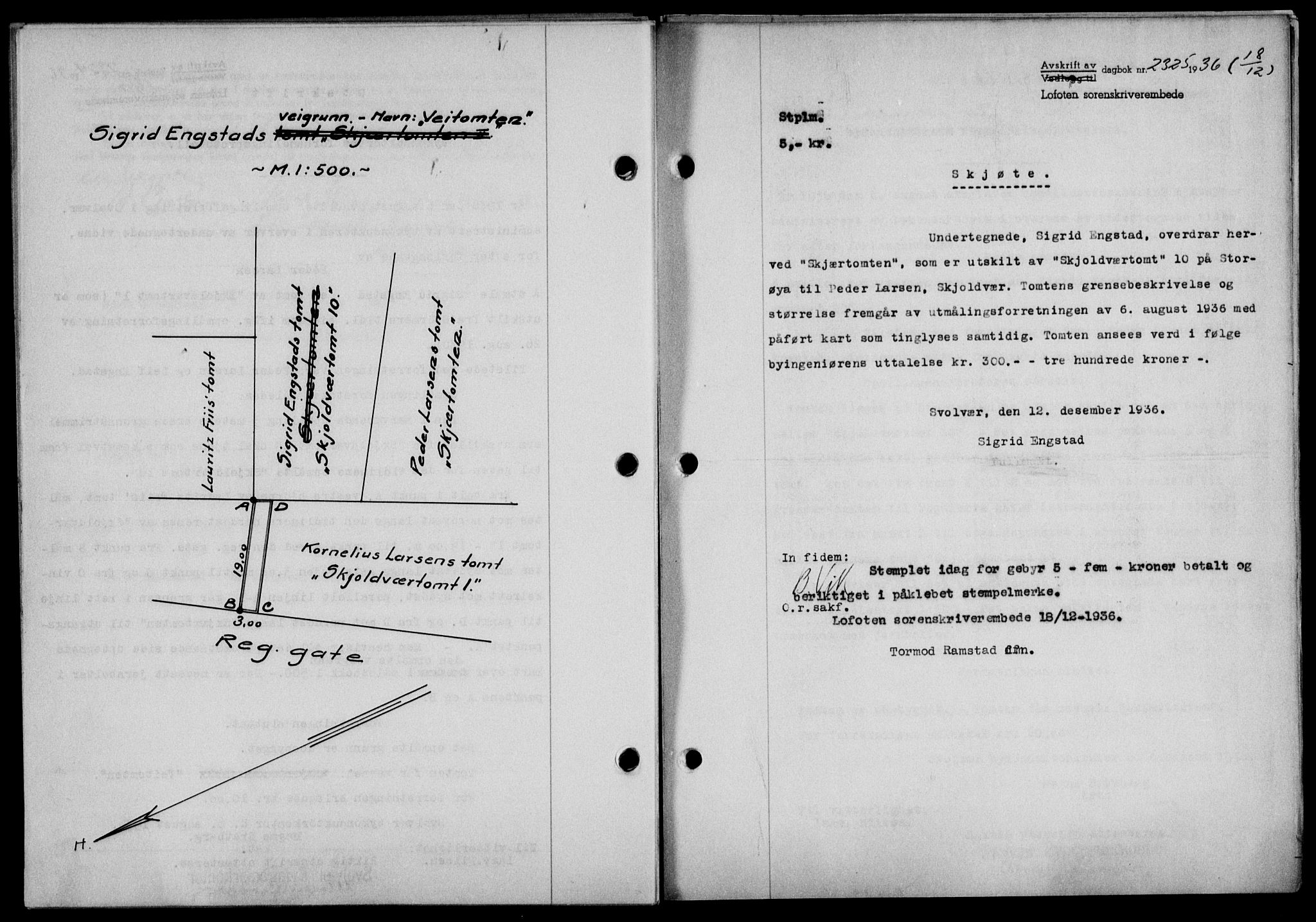 Lofoten sorenskriveri, SAT/A-0017/1/2/2C/L0001a: Mortgage book no. 1a, 1936-1937, Diary no: : 2325/1936