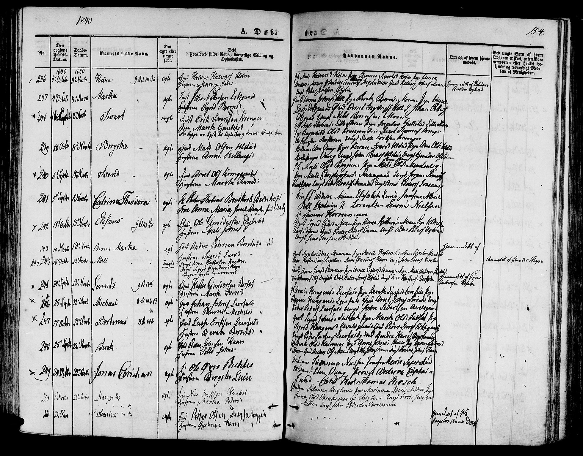 Ministerialprotokoller, klokkerbøker og fødselsregistre - Nord-Trøndelag, AV/SAT-A-1458/709/L0071: Parish register (official) no. 709A11, 1833-1844, p. 154