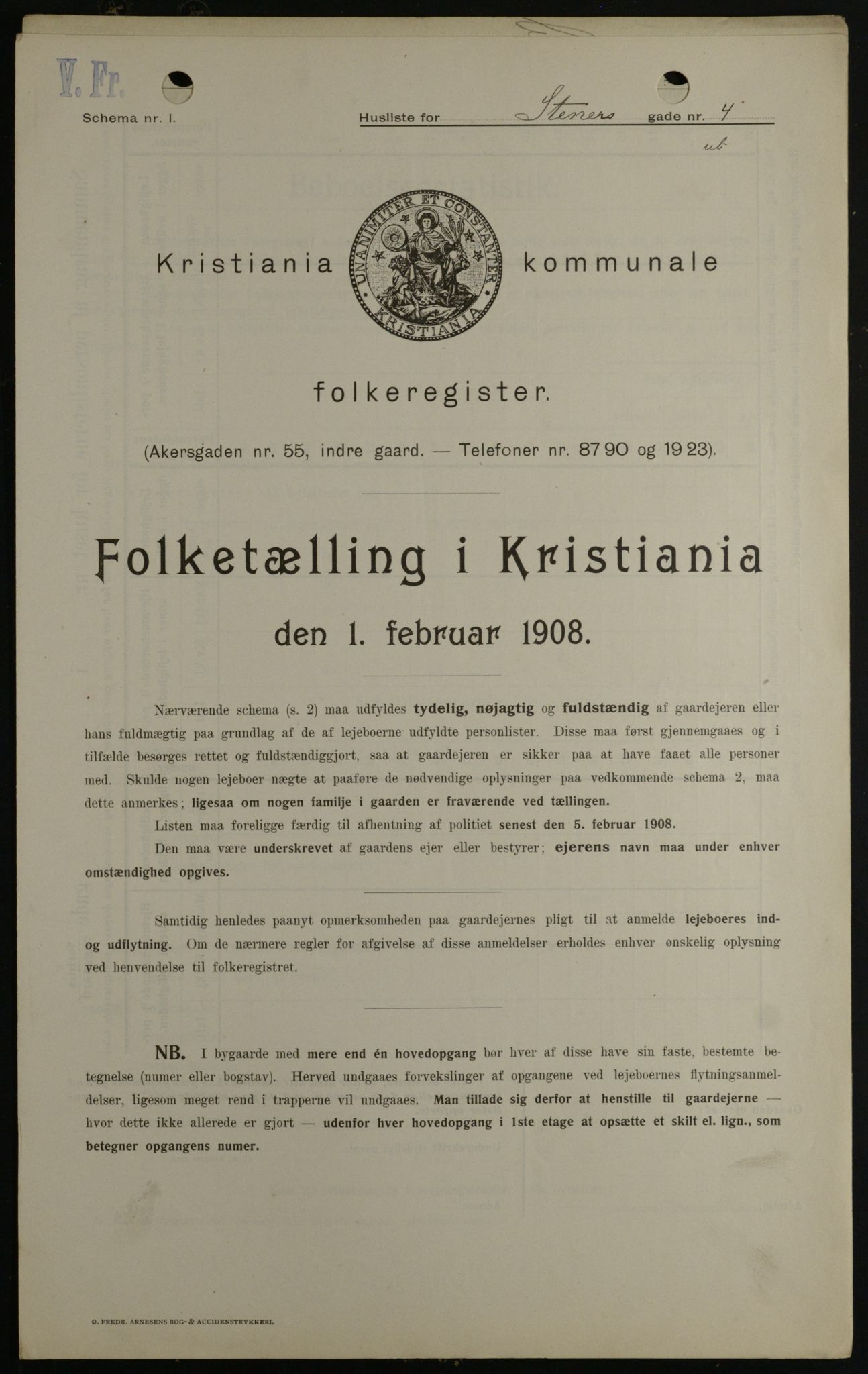 OBA, Municipal Census 1908 for Kristiania, 1908, p. 91156