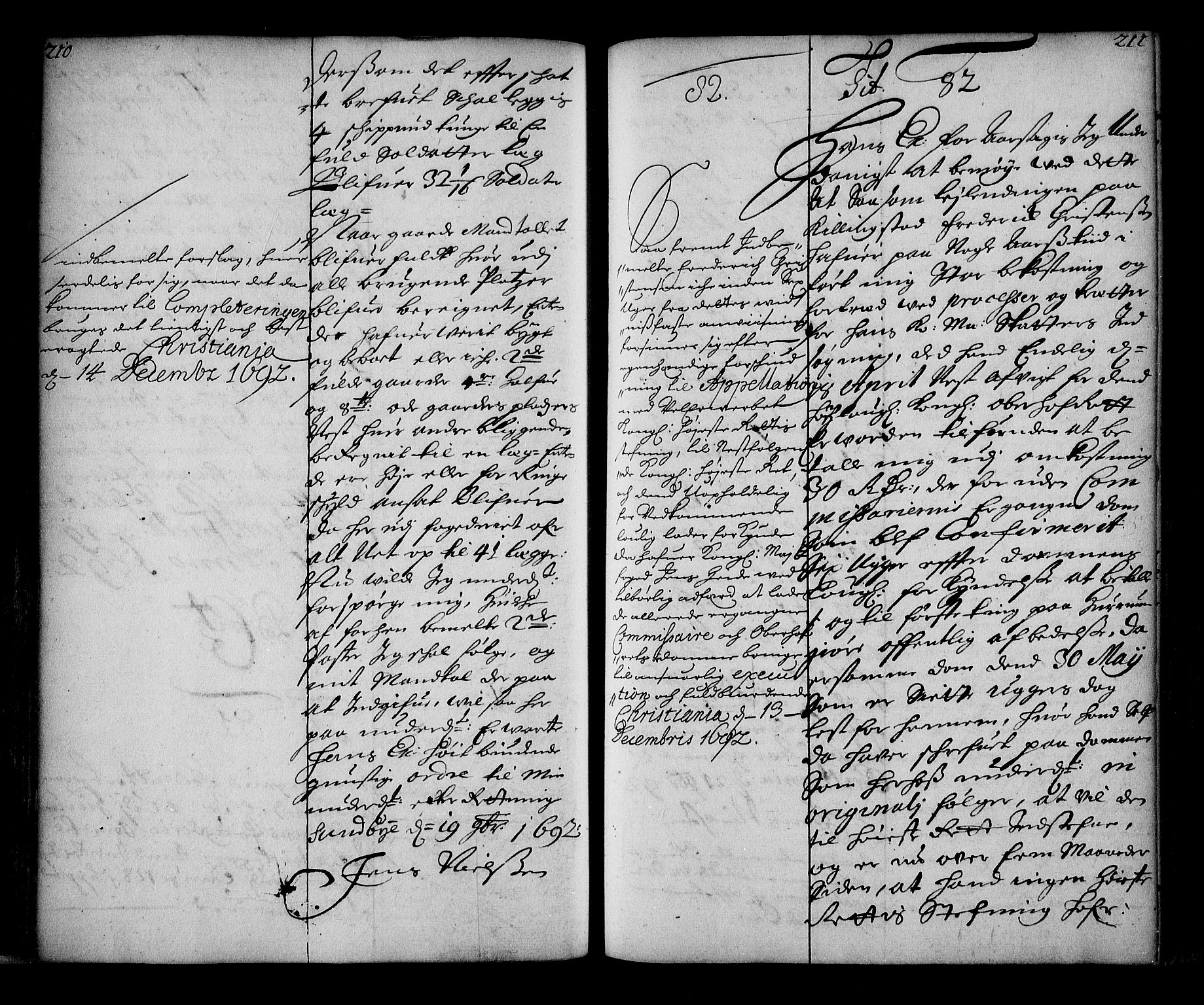 Stattholderembetet 1572-1771, AV/RA-EA-2870/Ae/L0010: Supplikasjons- og resolusjonsprotokoll, 1692-1693, p. 210-211