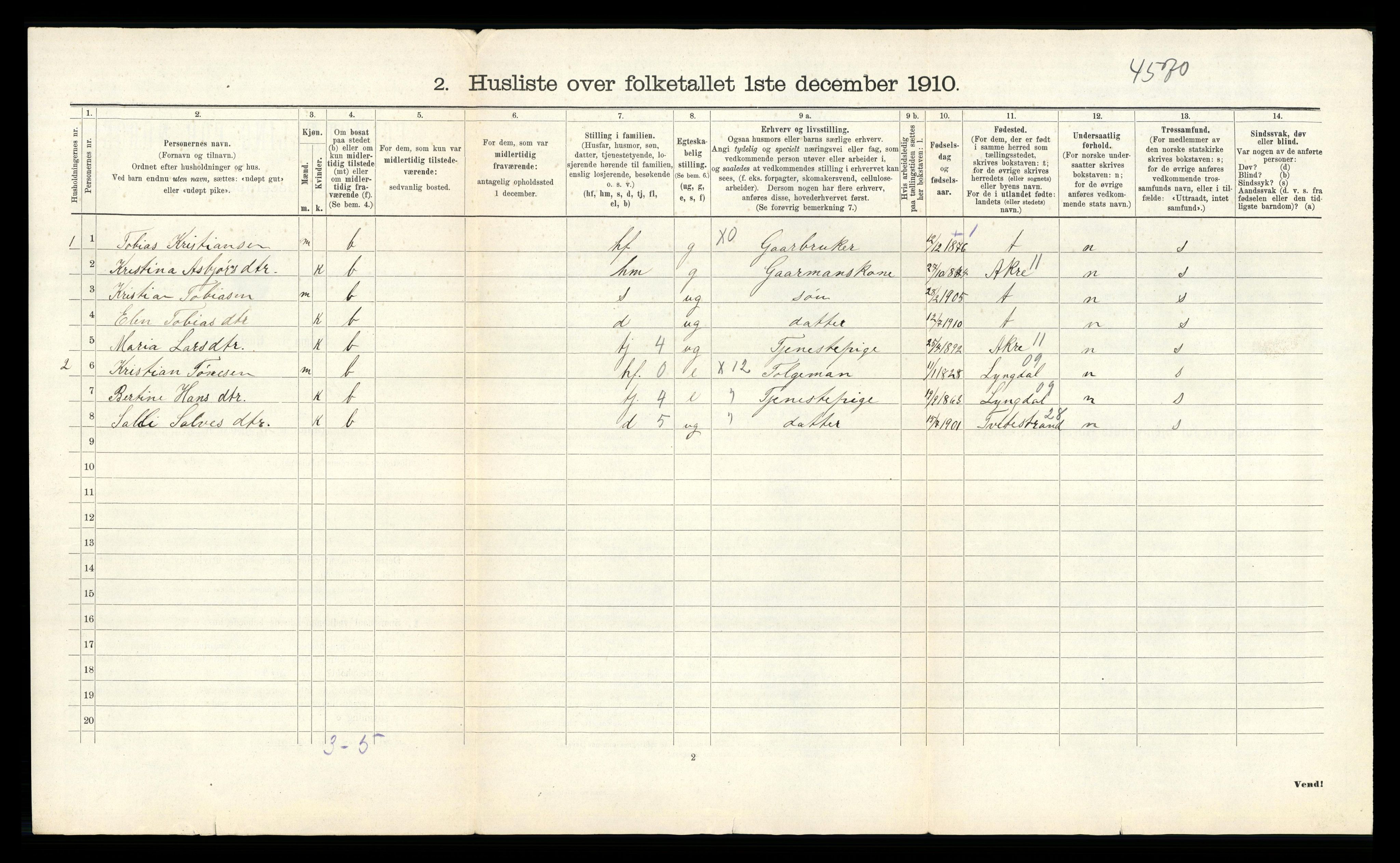 RA, 1910 census for Skudenes, 1910, p. 44