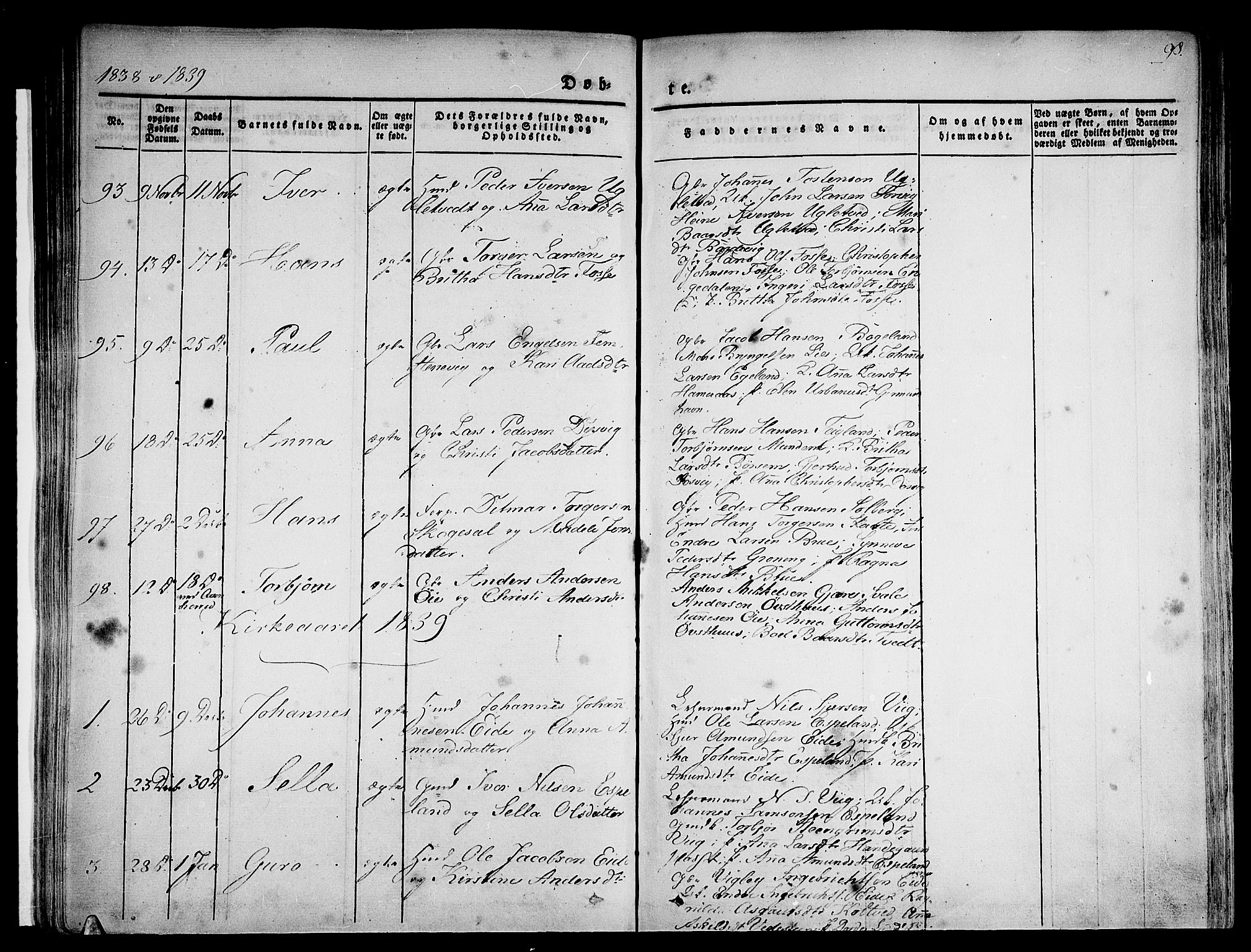 Strandebarm sokneprestembete, AV/SAB-A-78401/H/Haa: Parish register (official) no. A 6, 1826-1843, p. 98