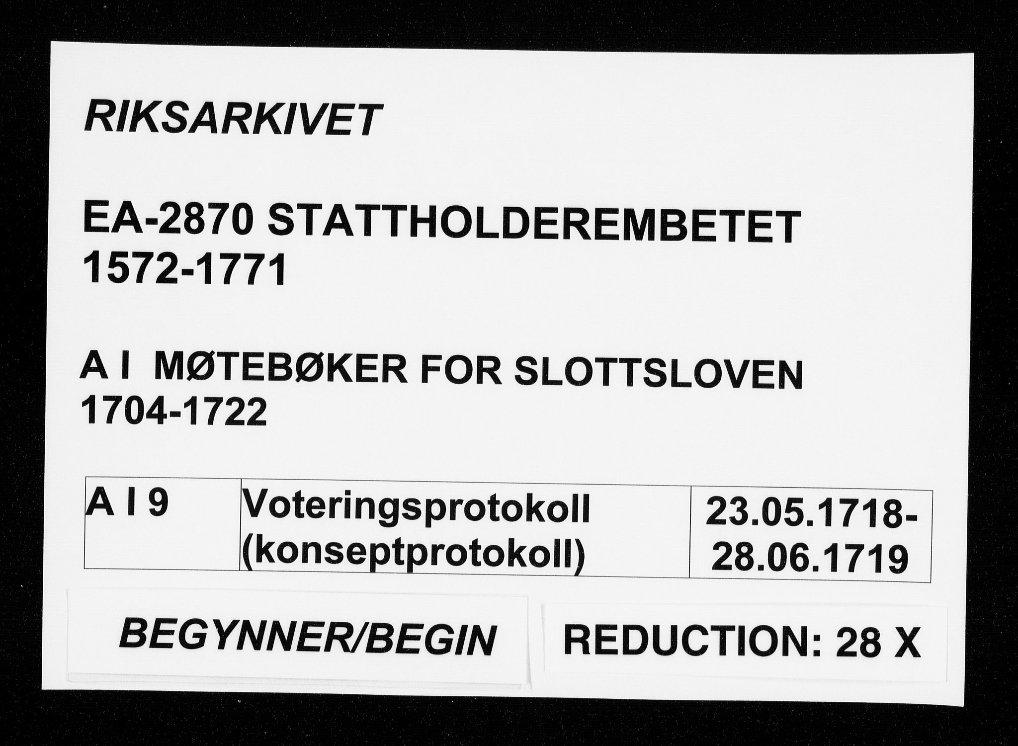 Stattholderembetet 1572-1771, AV/RA-EA-2870/Aa/L0009: Voteringsprotokoll (konseptprotokoll), 1718-1719