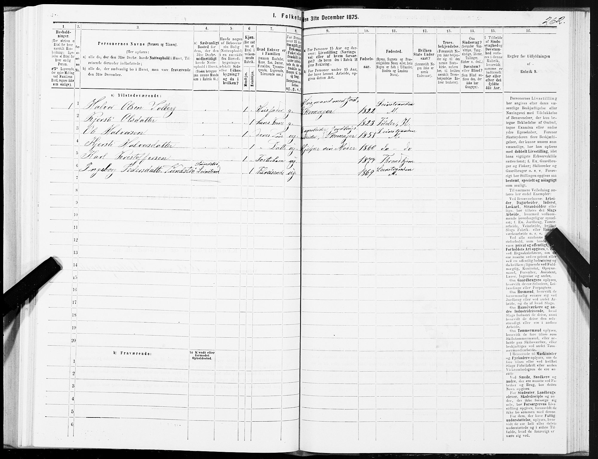 SAT, 1875 census for 1653P Melhus, 1875, p. 8262