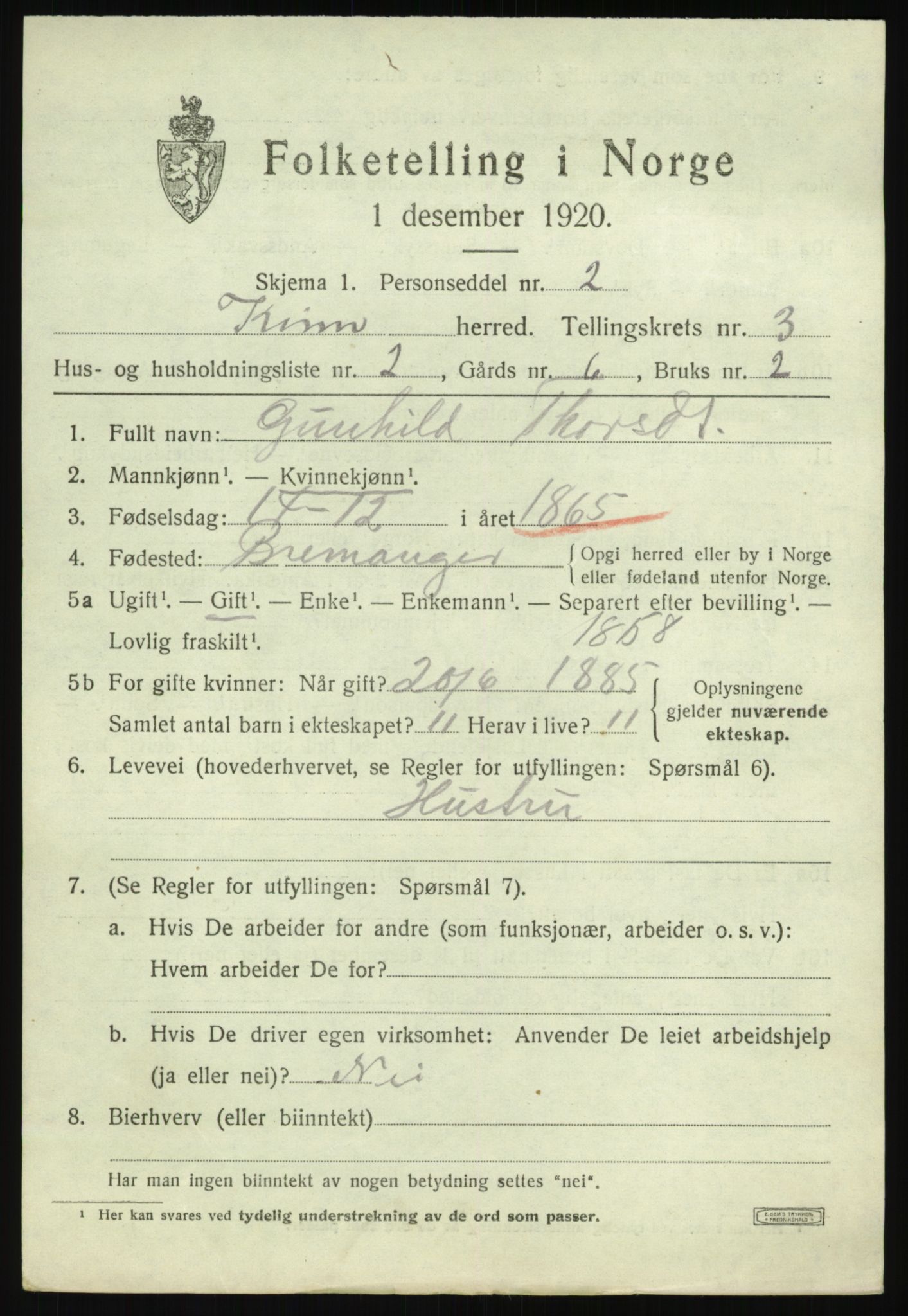 SAB, 1920 census for Kinn, 1920, p. 2279