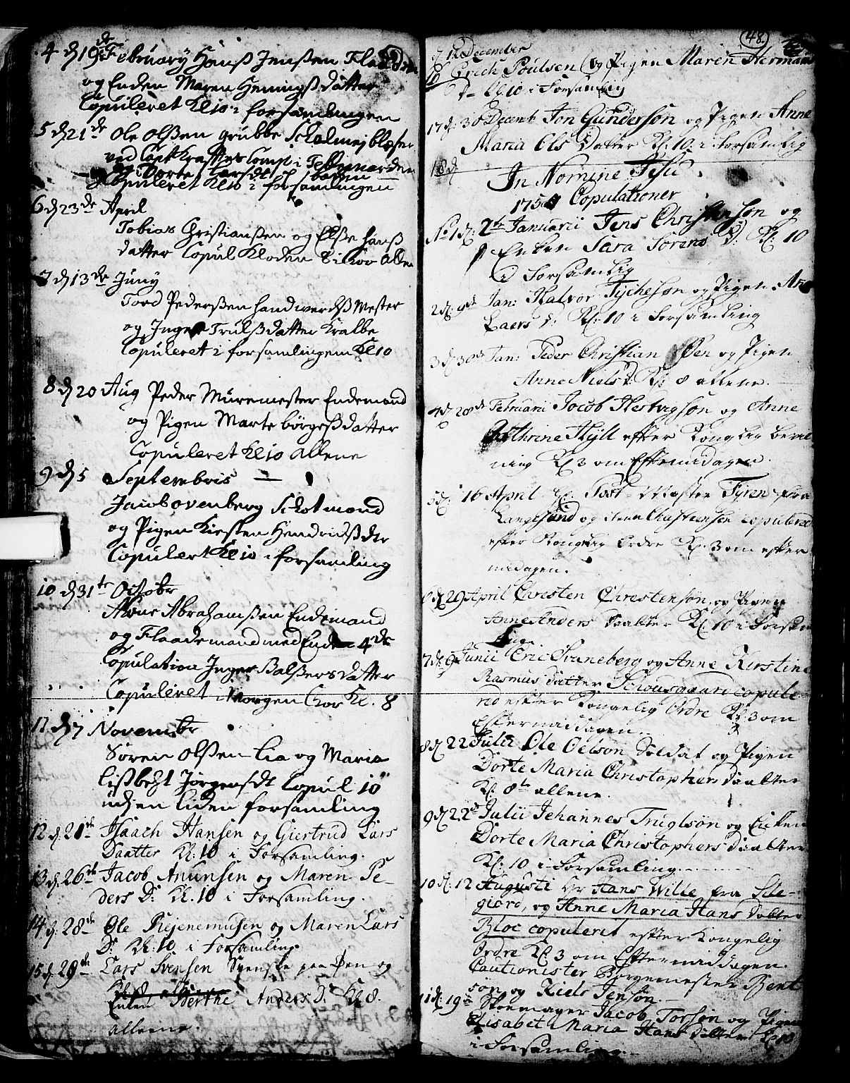 Skien kirkebøker, SAKO/A-302/F/Fa/L0002: Parish register (official) no. 2, 1716-1757, p. 48