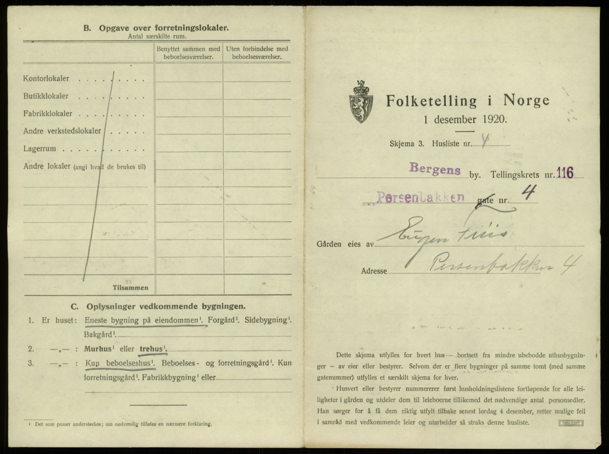 SAB, 1920 census for Bergen, 1920, p. 10411