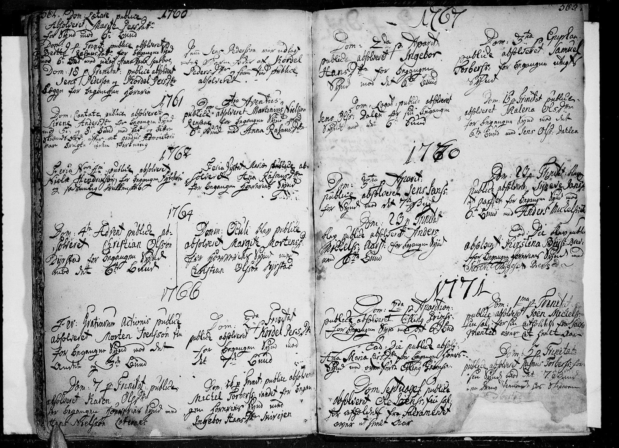 Ibestad sokneprestembete, AV/SATØ-S-0077/H/Ha/Haa/L0002kirke: Parish register (official) no. 2, 1751-1775, p. 562-563