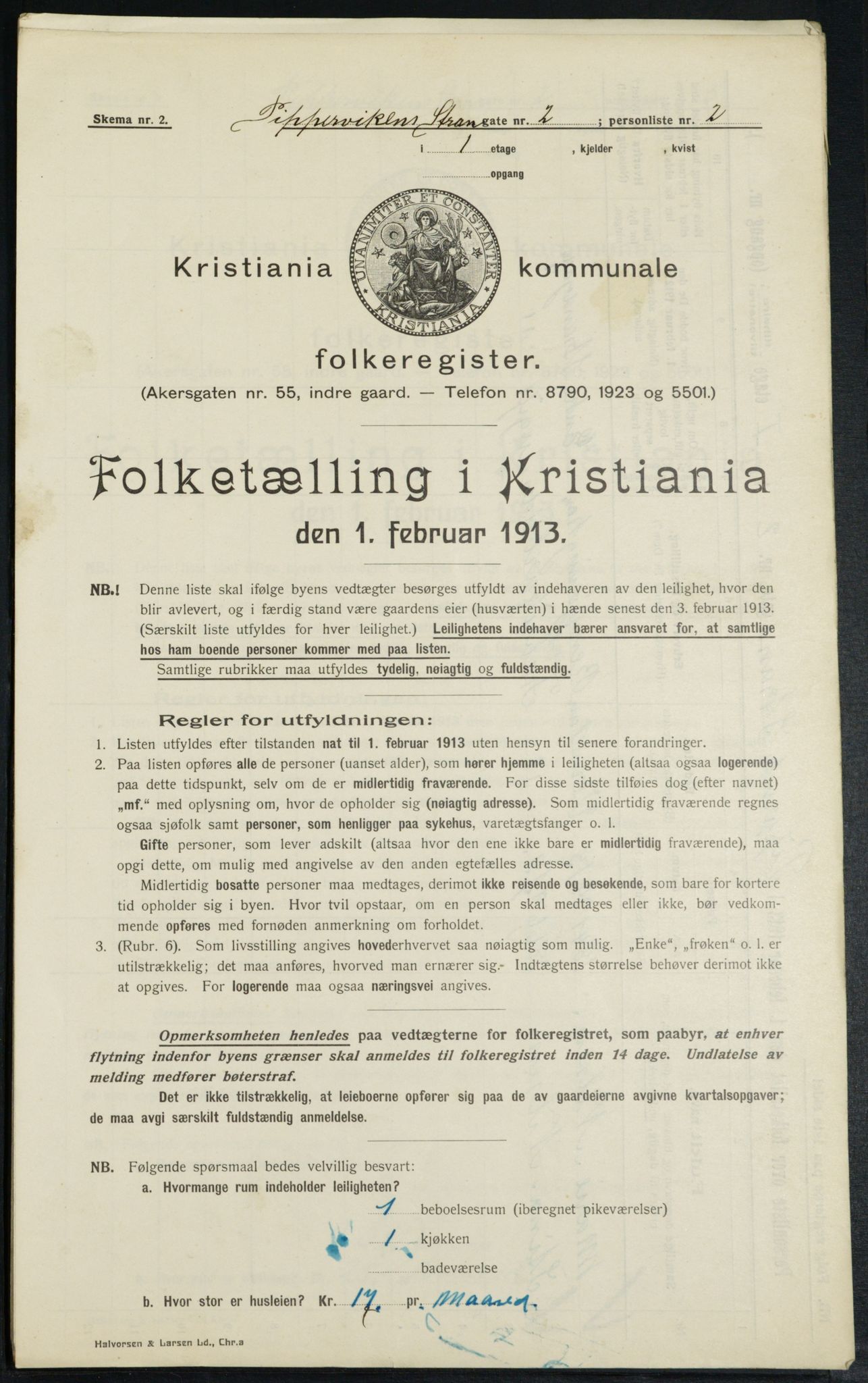 OBA, Municipal Census 1913 for Kristiania, 1913, p. 103764