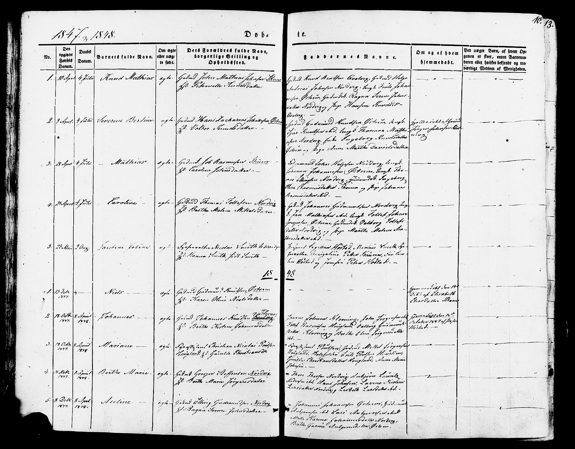 Torvastad sokneprestkontor, SAST/A -101857/H/Ha/Haa/L0007: Parish register (official) no. A 7, 1838-1882, p. 10