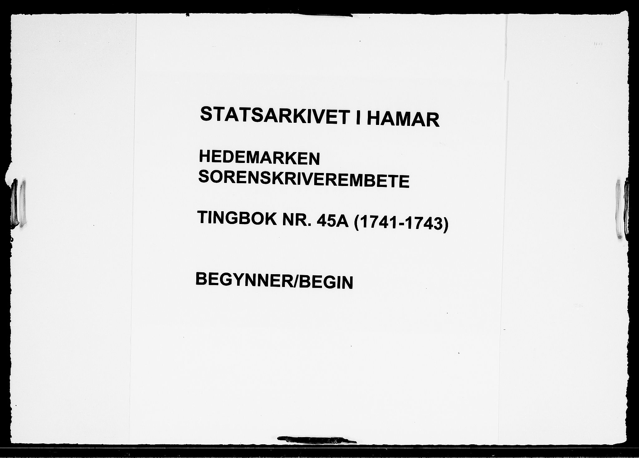 Hedemarken sorenskriveri, SAH/TING-034/G/Gb/L0045A: Tingbok, 1741-1743