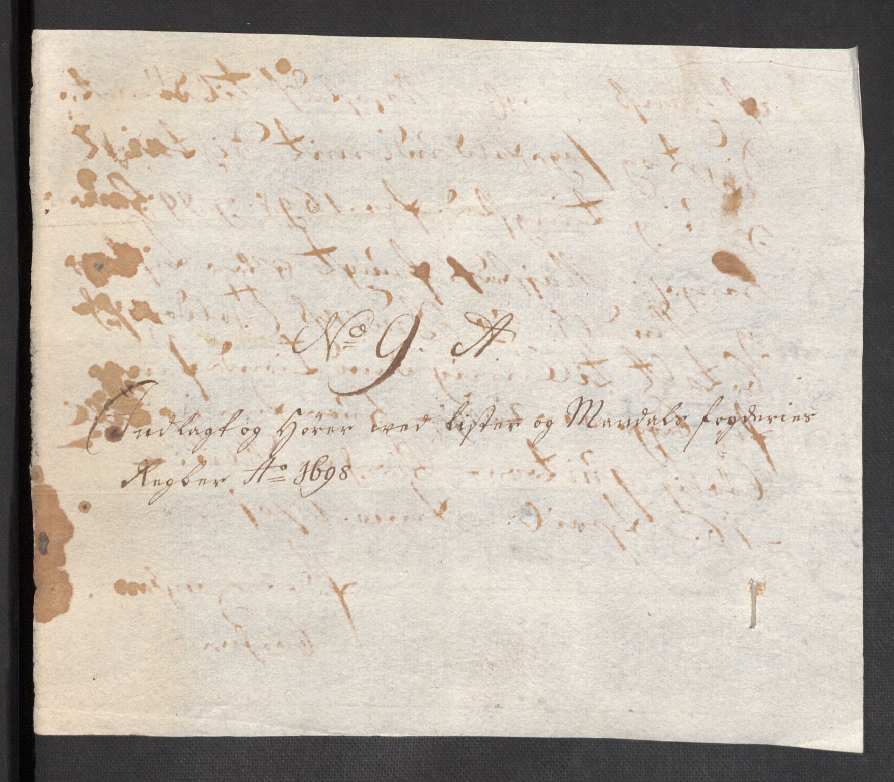 Rentekammeret inntil 1814, Reviderte regnskaper, Fogderegnskap, AV/RA-EA-4092/R43/L2547: Fogderegnskap Lista og Mandal, 1698-1699, p. 71