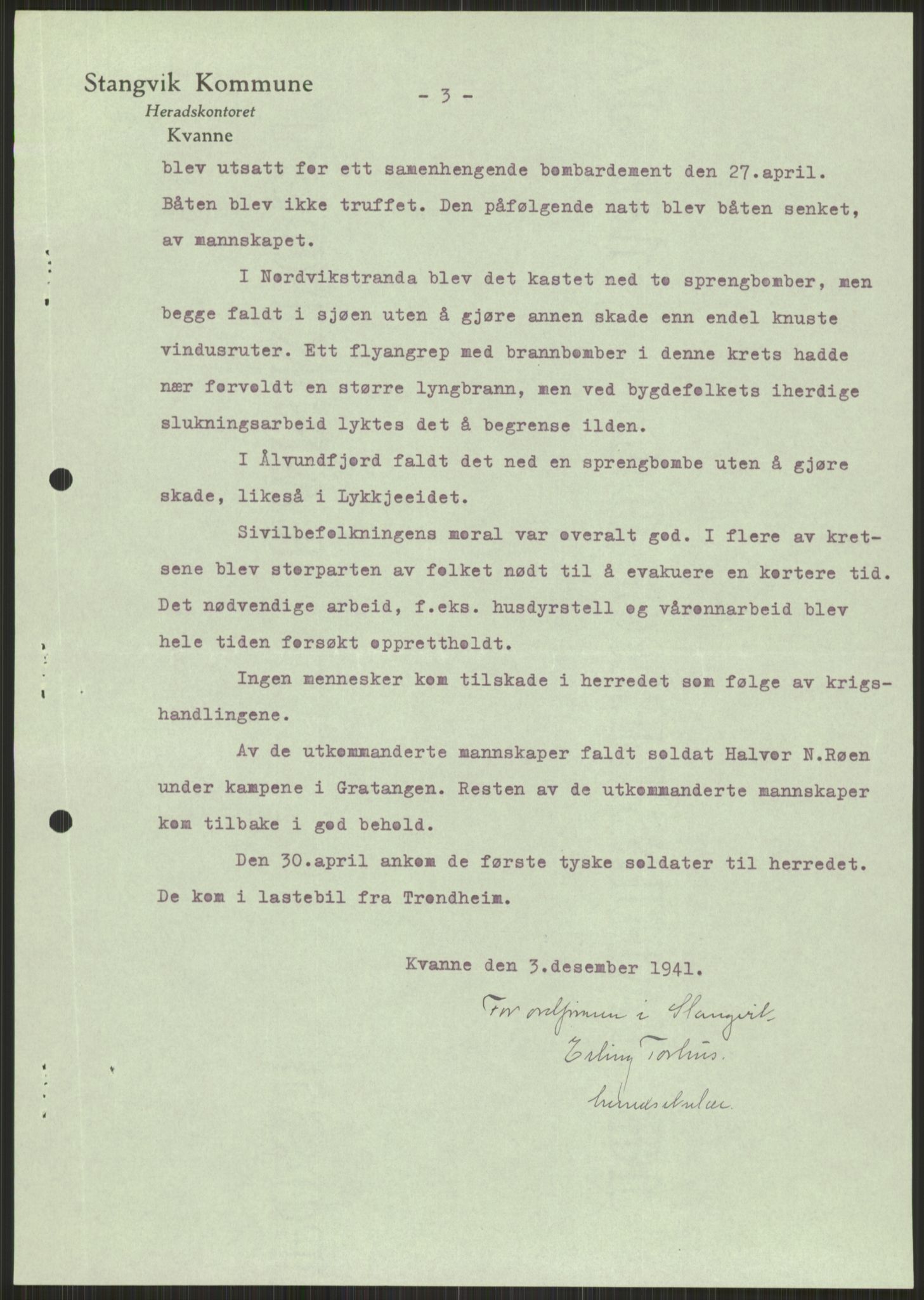 Forsvaret, Forsvarets krigshistoriske avdeling, AV/RA-RAFA-2017/Y/Ya/L0015: II-C-11-31 - Fylkesmenn.  Rapporter om krigsbegivenhetene 1940., 1940, p. 777