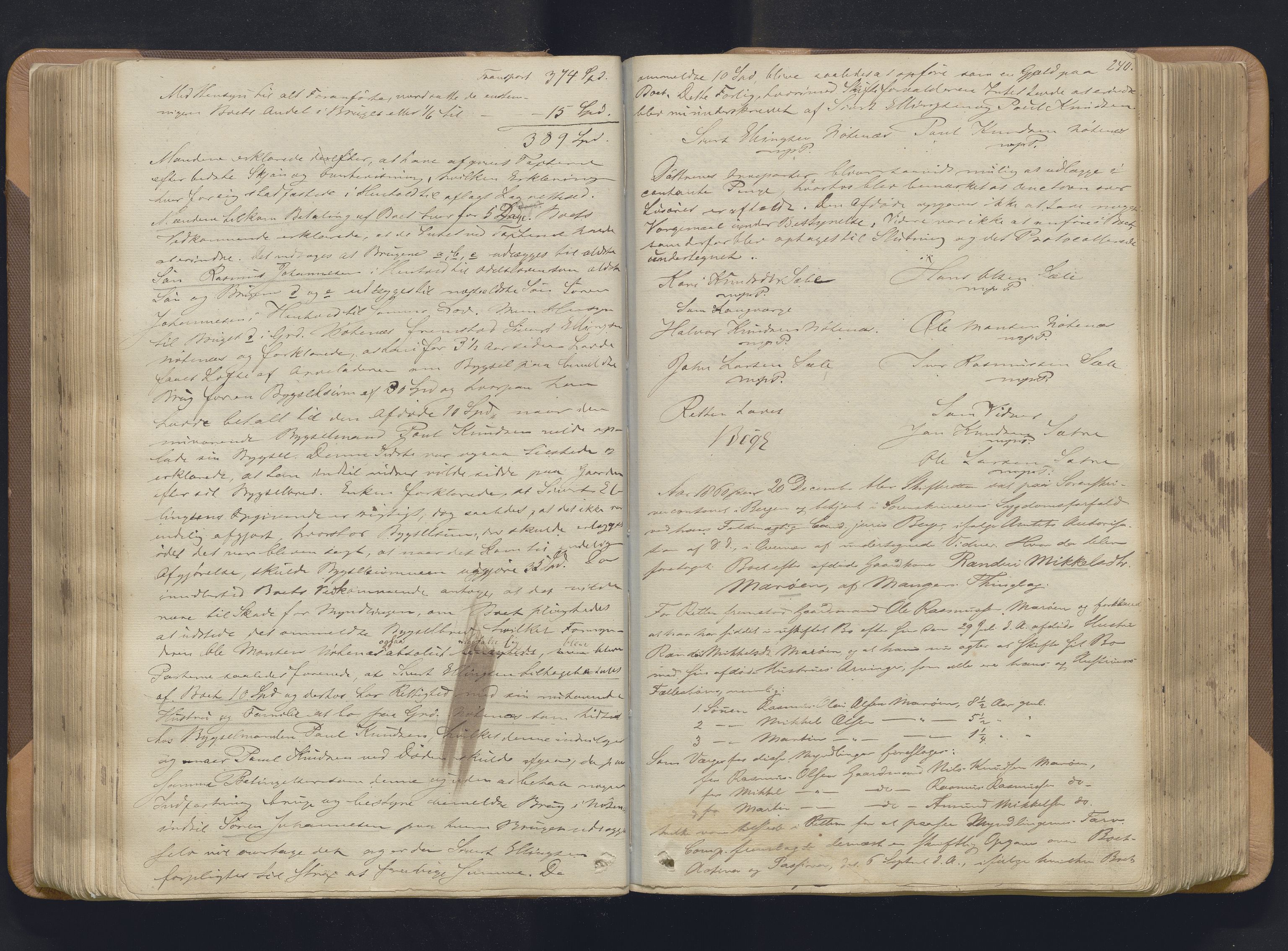 Nordhordland sorenskrivar, AV/SAB-A-2901/1/H/Hc/L0001: Skifteforhandlingsprotokollar, 1851-1871, p. 240