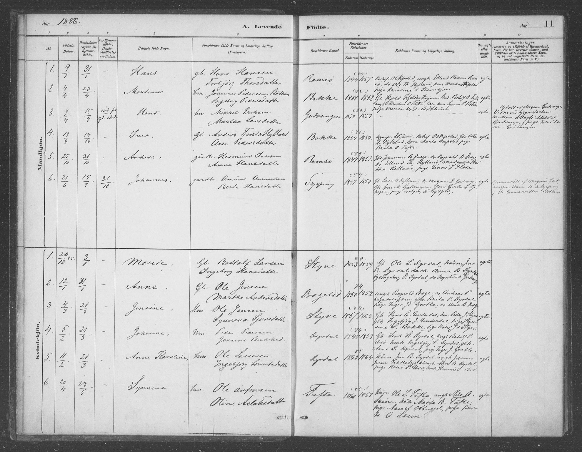 Aurland sokneprestembete, SAB/A-99937/H/Ha/Had/L0001: Parish register (official) no. D  1, 1880-1903, p. 11