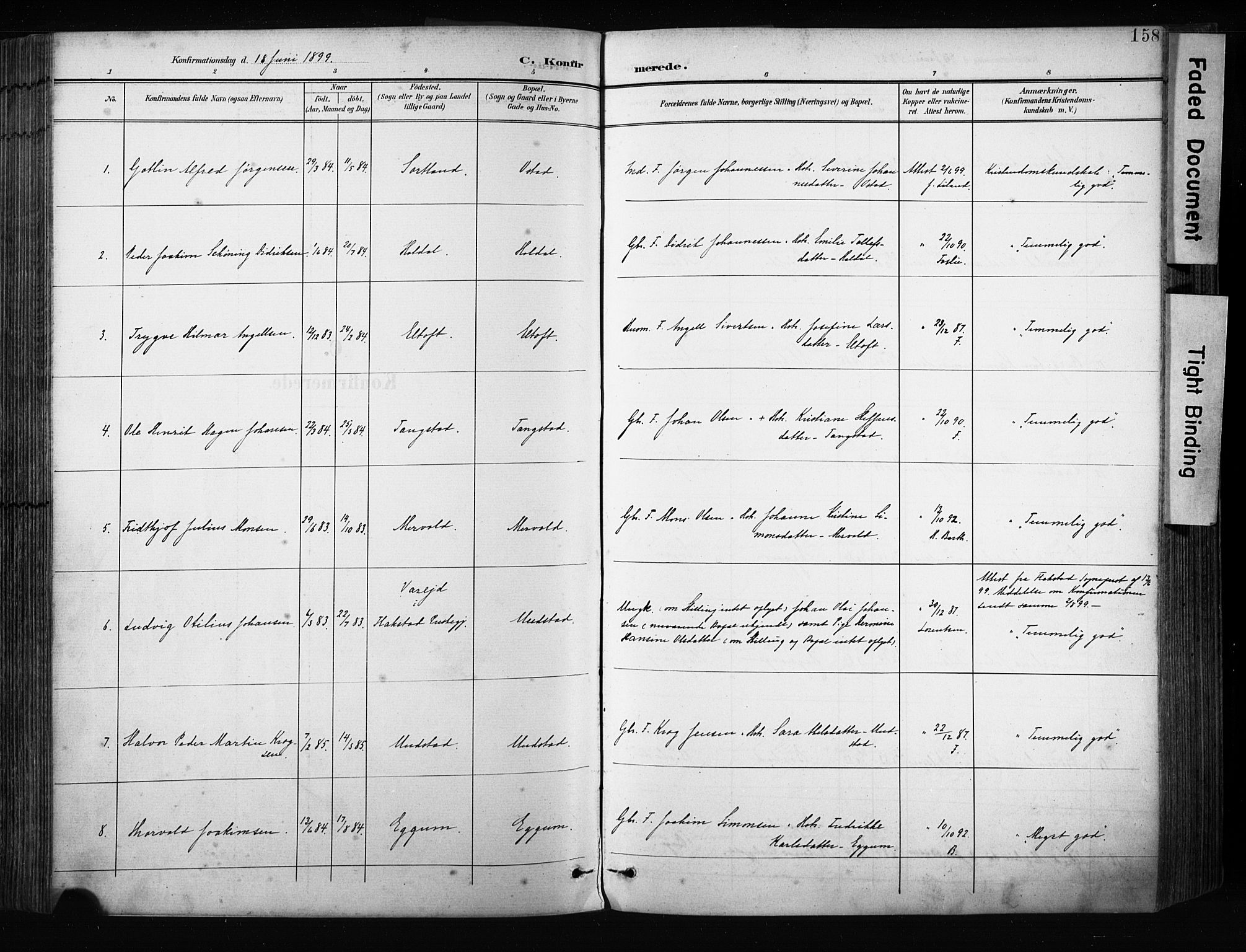 Ministerialprotokoller, klokkerbøker og fødselsregistre - Nordland, AV/SAT-A-1459/880/L1134: Parish register (official) no. 880A08, 1899-1908, p. 158