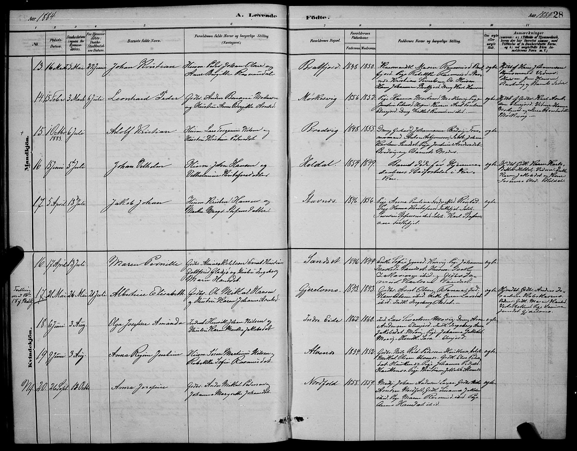 Ministerialprotokoller, klokkerbøker og fødselsregistre - Nordland, AV/SAT-A-1459/853/L0772: Parish register (official) no. 853A11, 1881-1900, p. 28